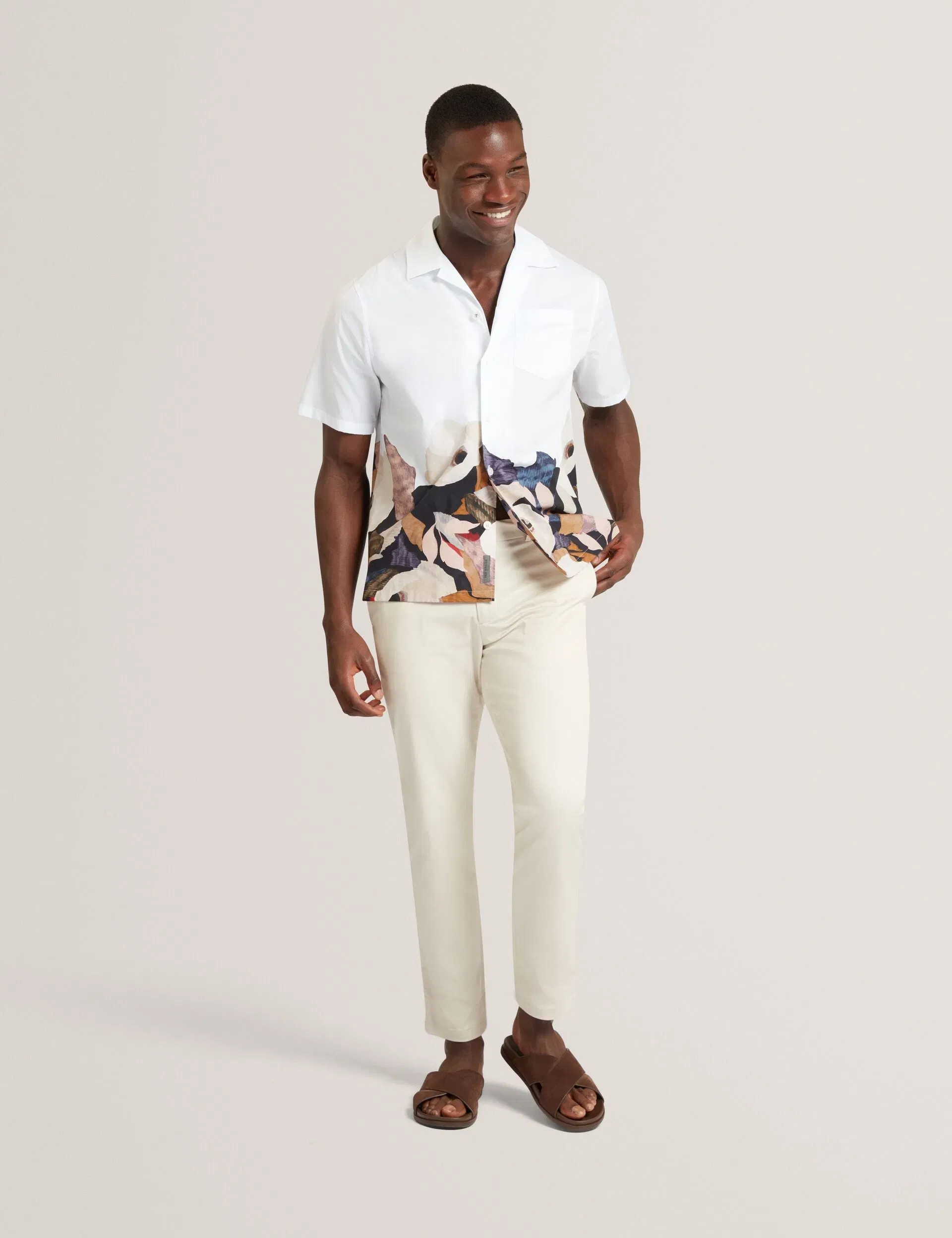 Ted Baker Moussa Relaxed Printed Hem Cotton Resort Shirt