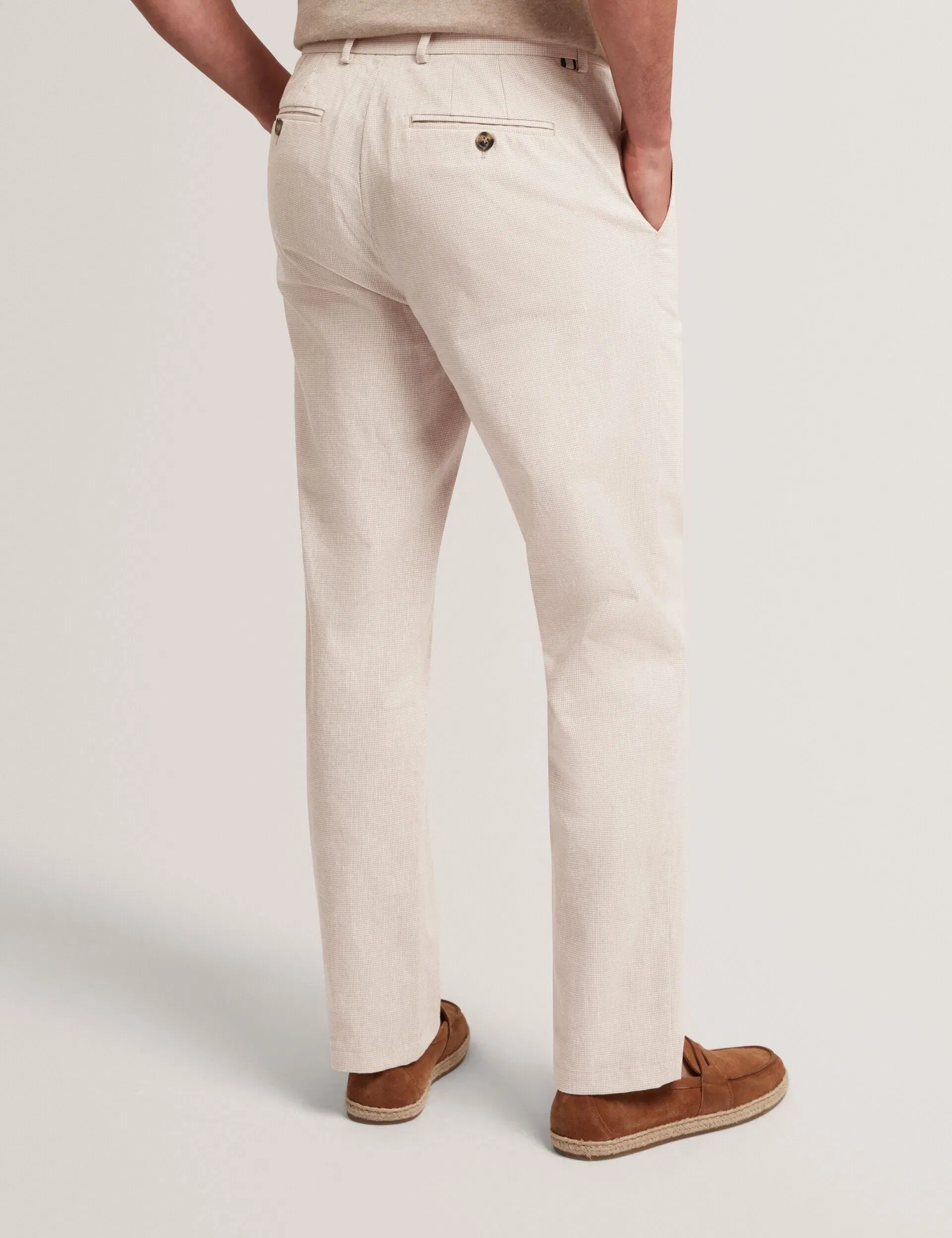 Ted Baker Mobedo Houndstooth Cotton Linen Tapered Trousers