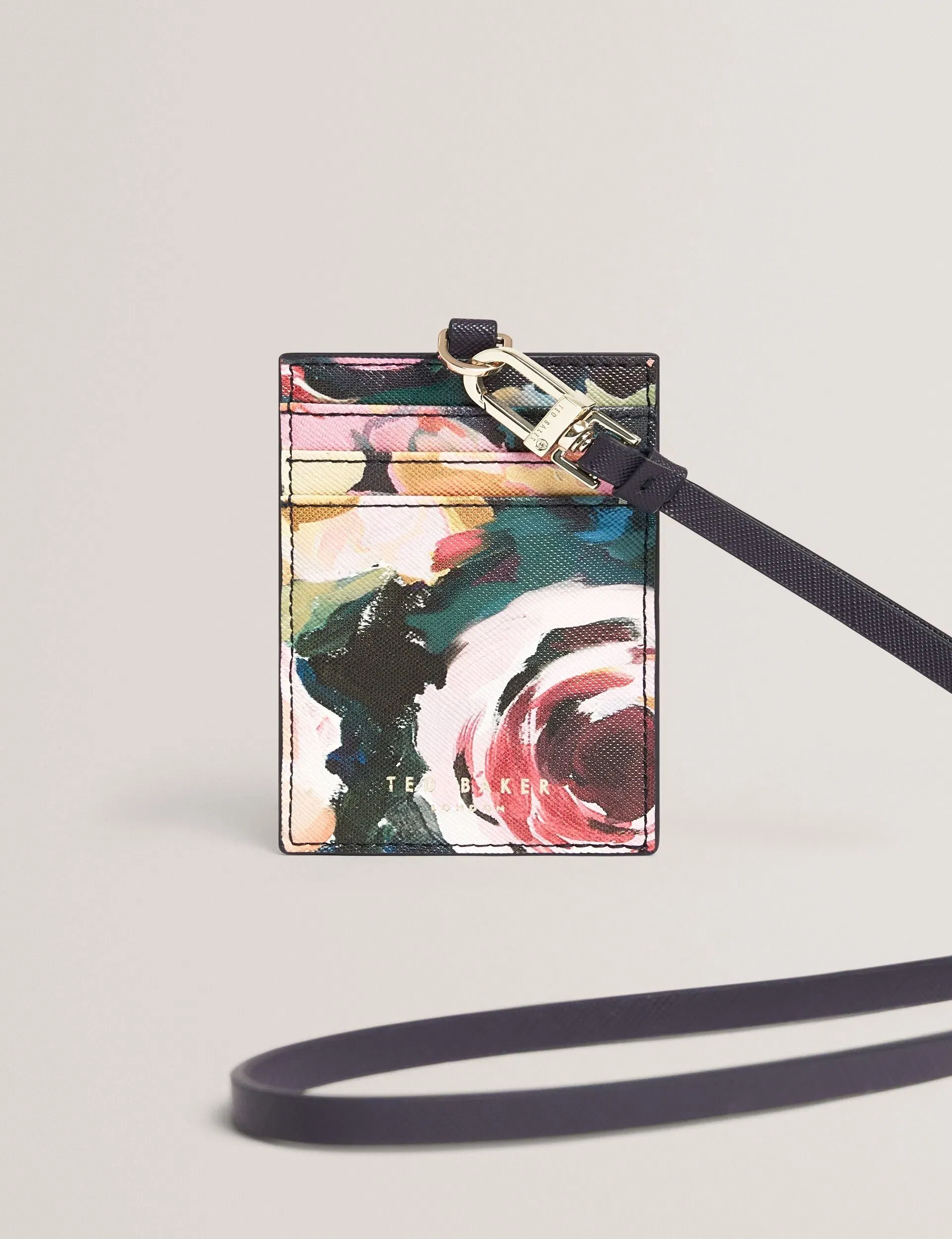 Ted Baker Kelss Rose Print Pu Card Holder Lanyard Women's