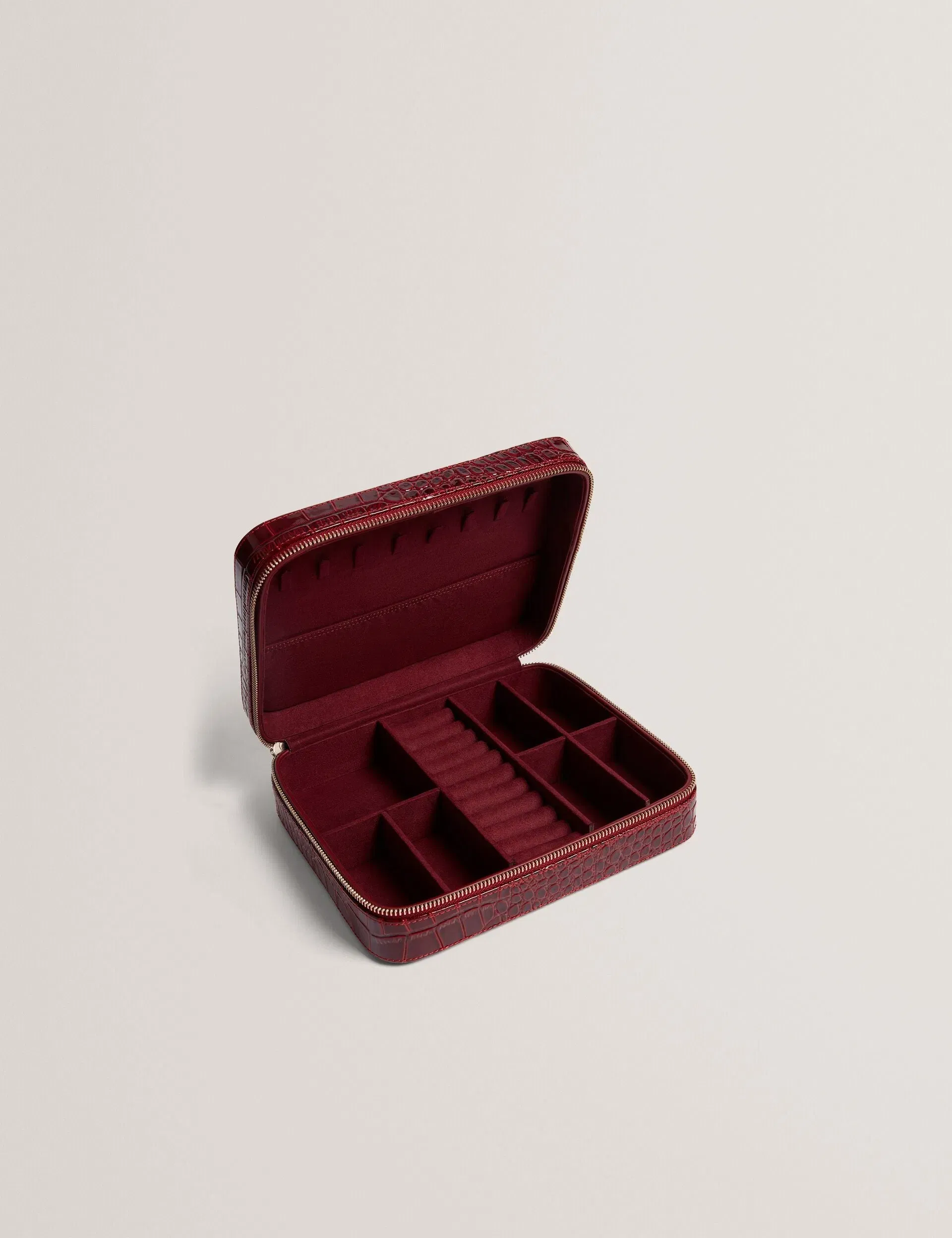 Ted Baker Kalliy Patent Croc Effect Large Jewellery Case Women's