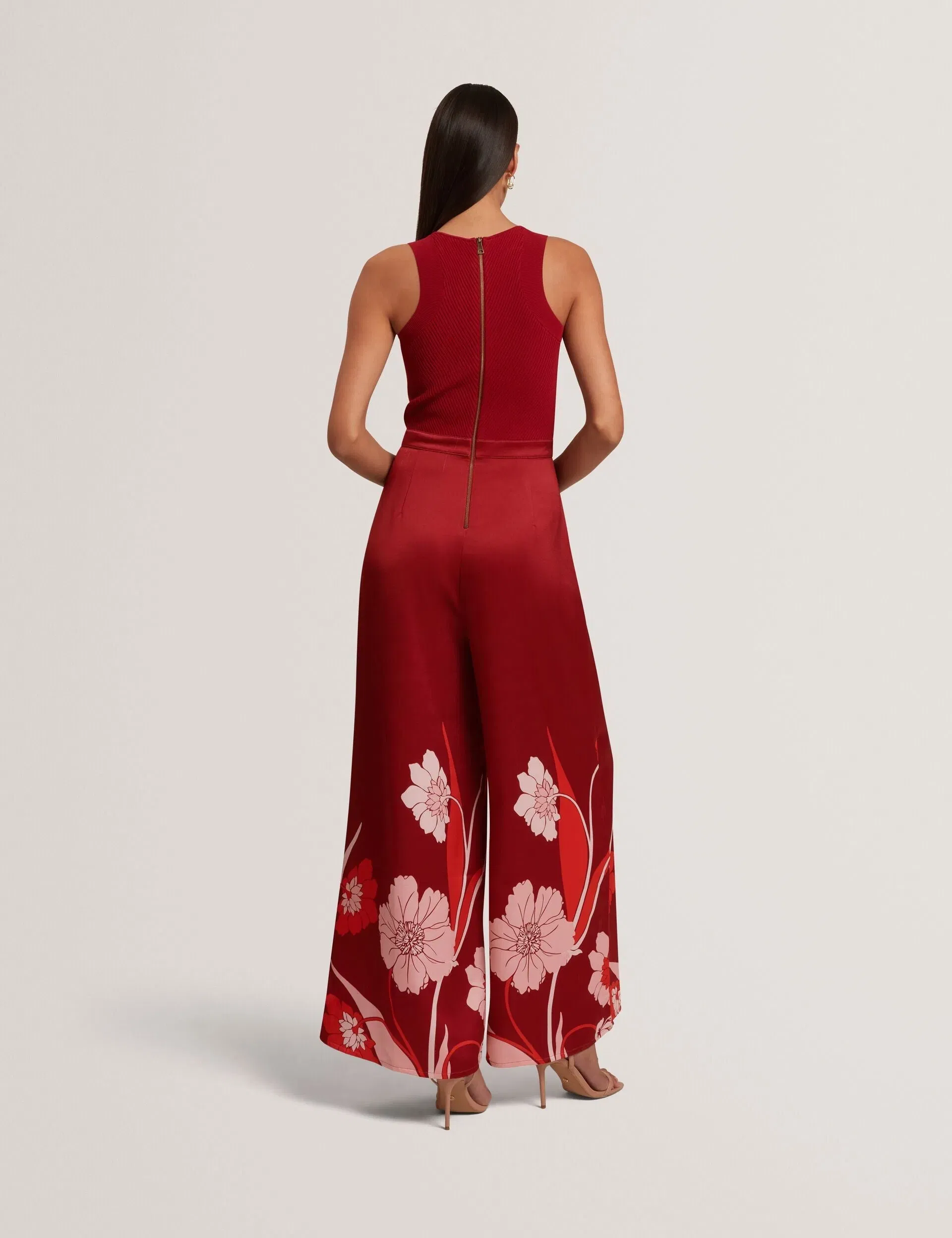 Ted Baker Izeny Knit Bodice Floral Printed Trouser Jumpsuit Women's