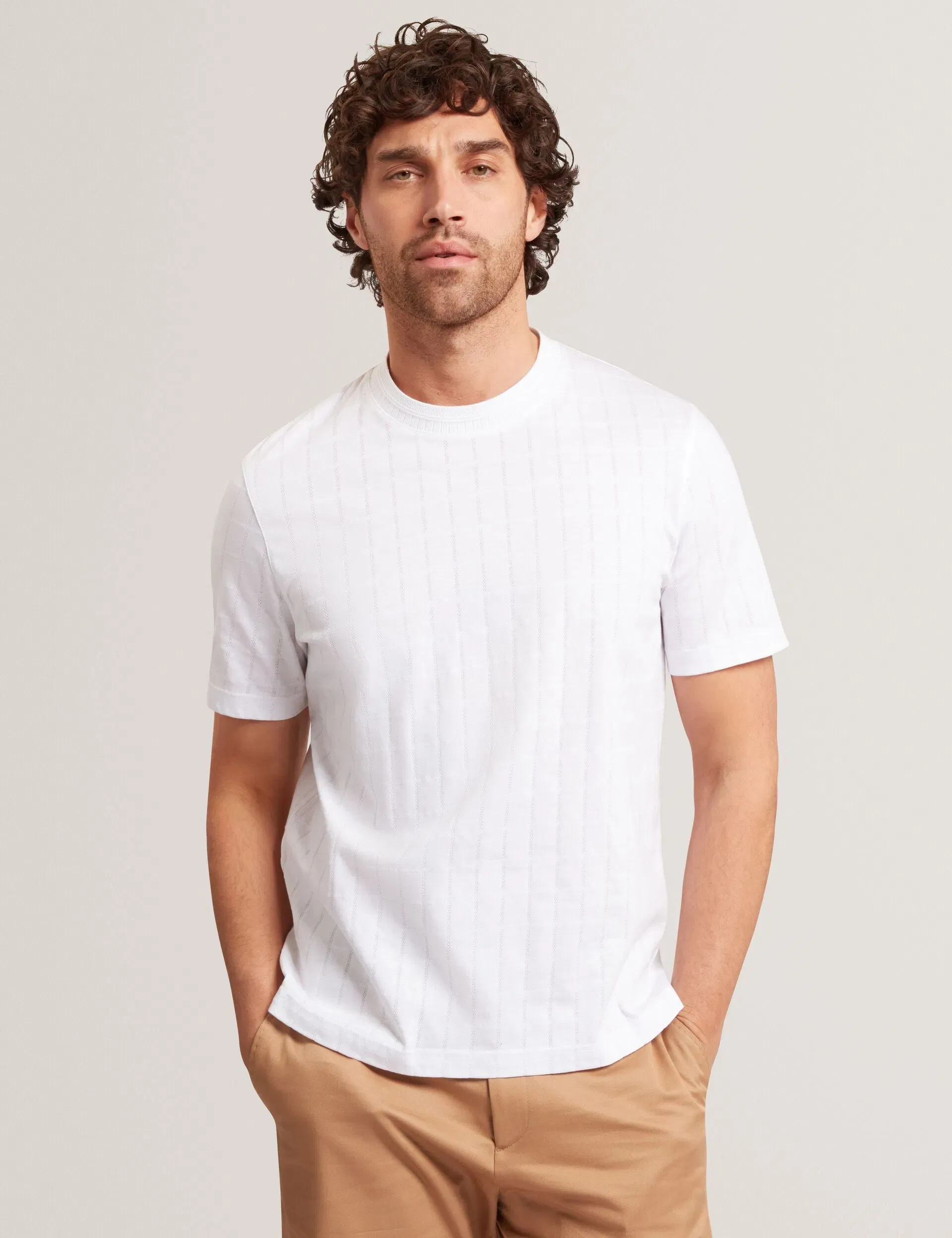 Ted Baker Heminwy Jacquard Textured Grid Cotton T-Shirt