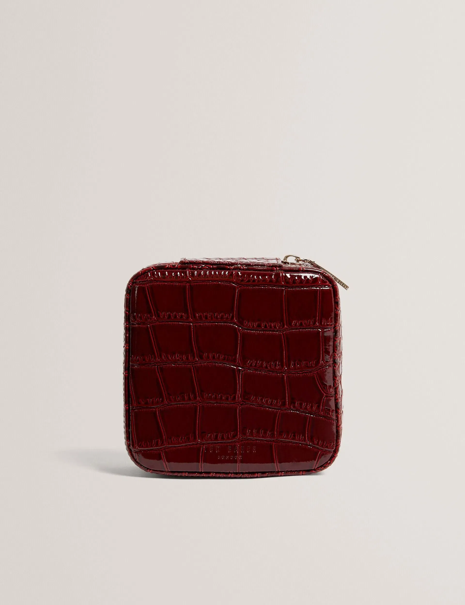 Ted Baker Hazelli Croc Effect Zip Around Jewellery Case In Wine Women's
