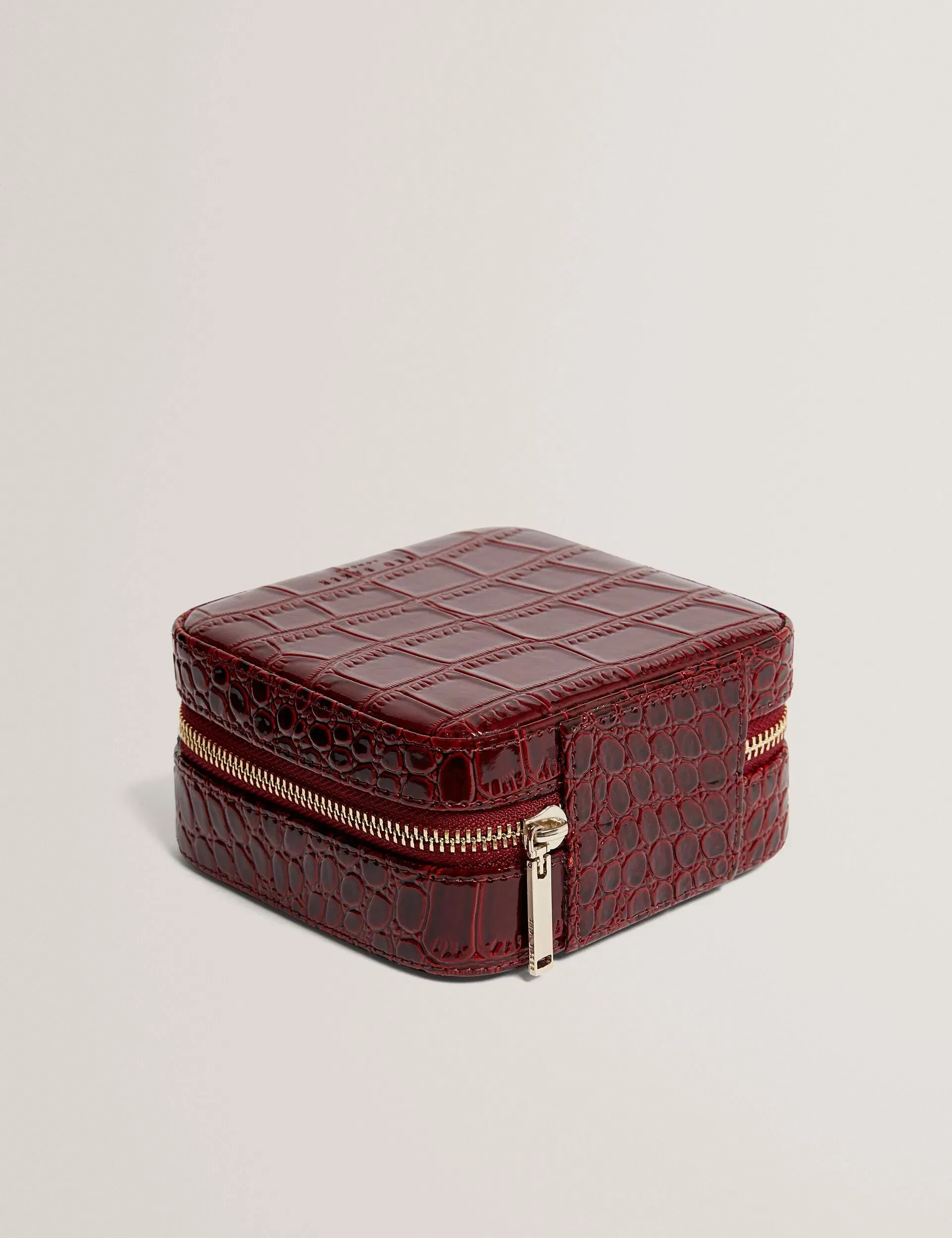 Ted Baker Hazelli Croc Effect Zip Around Jewellery Case In Wine Women's