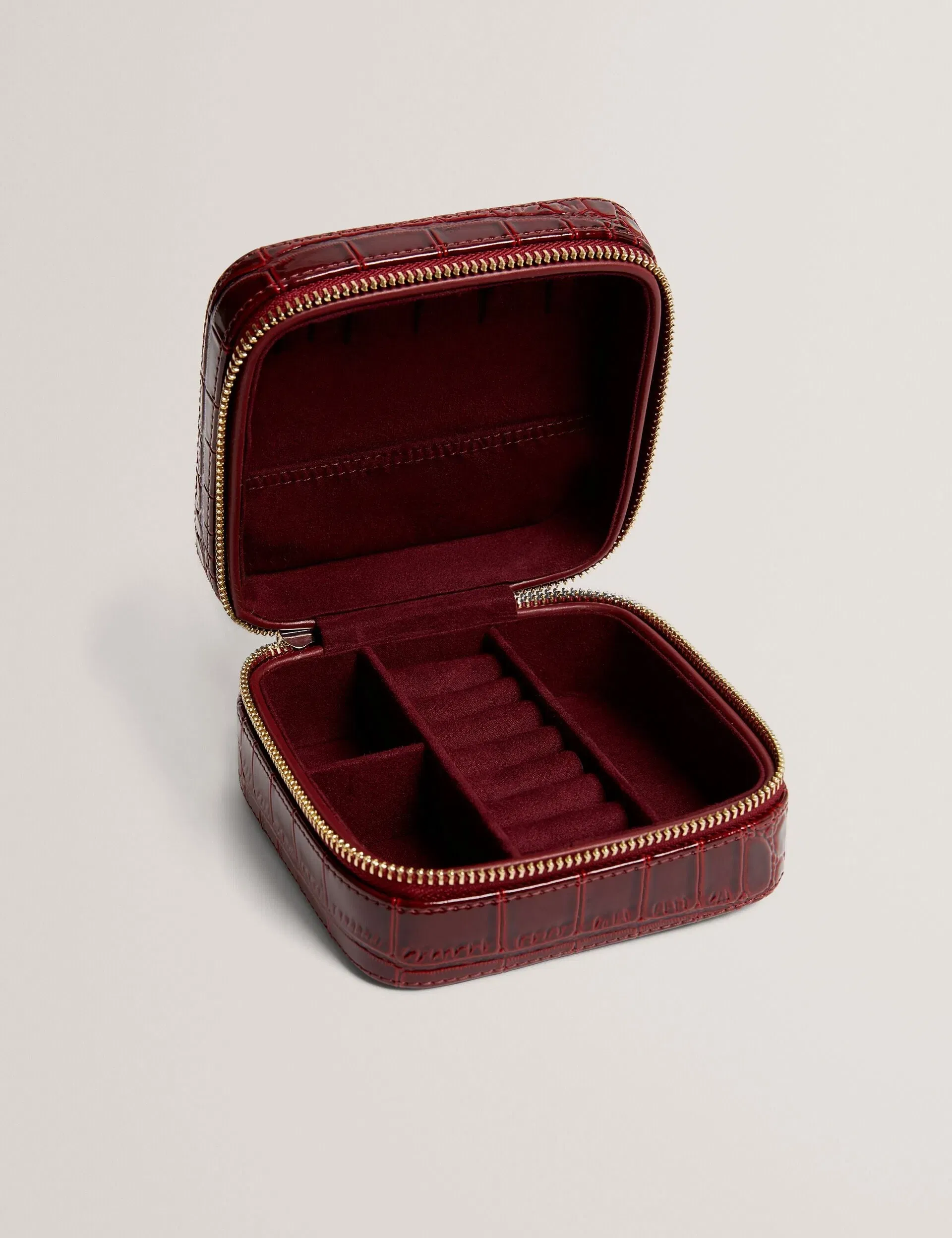 Ted Baker Hazelli Croc Effect Zip Around Jewellery Case In Wine Women's