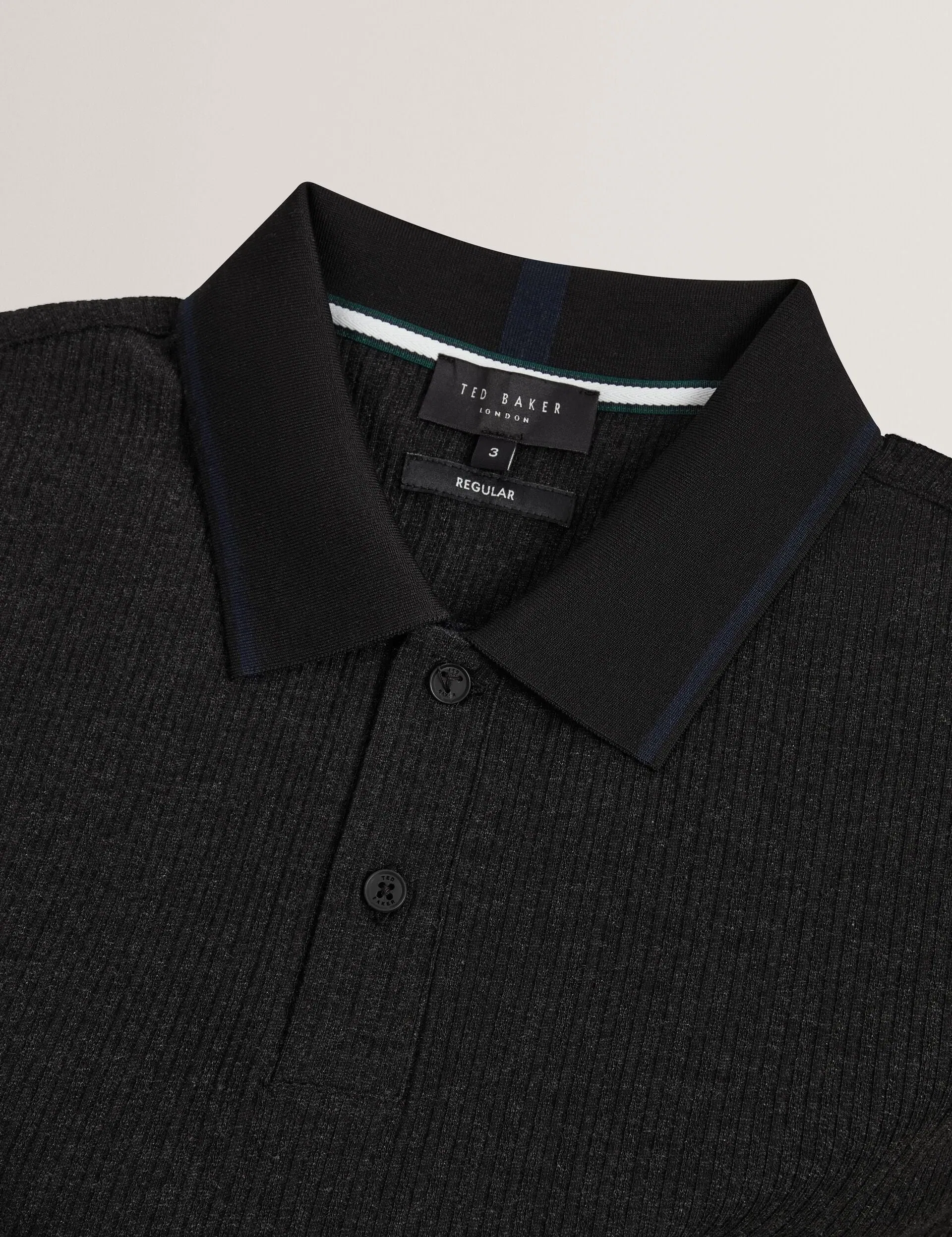 Ted Baker Hammon Stitched Rib Cotton Blend Short Sleeve Polo