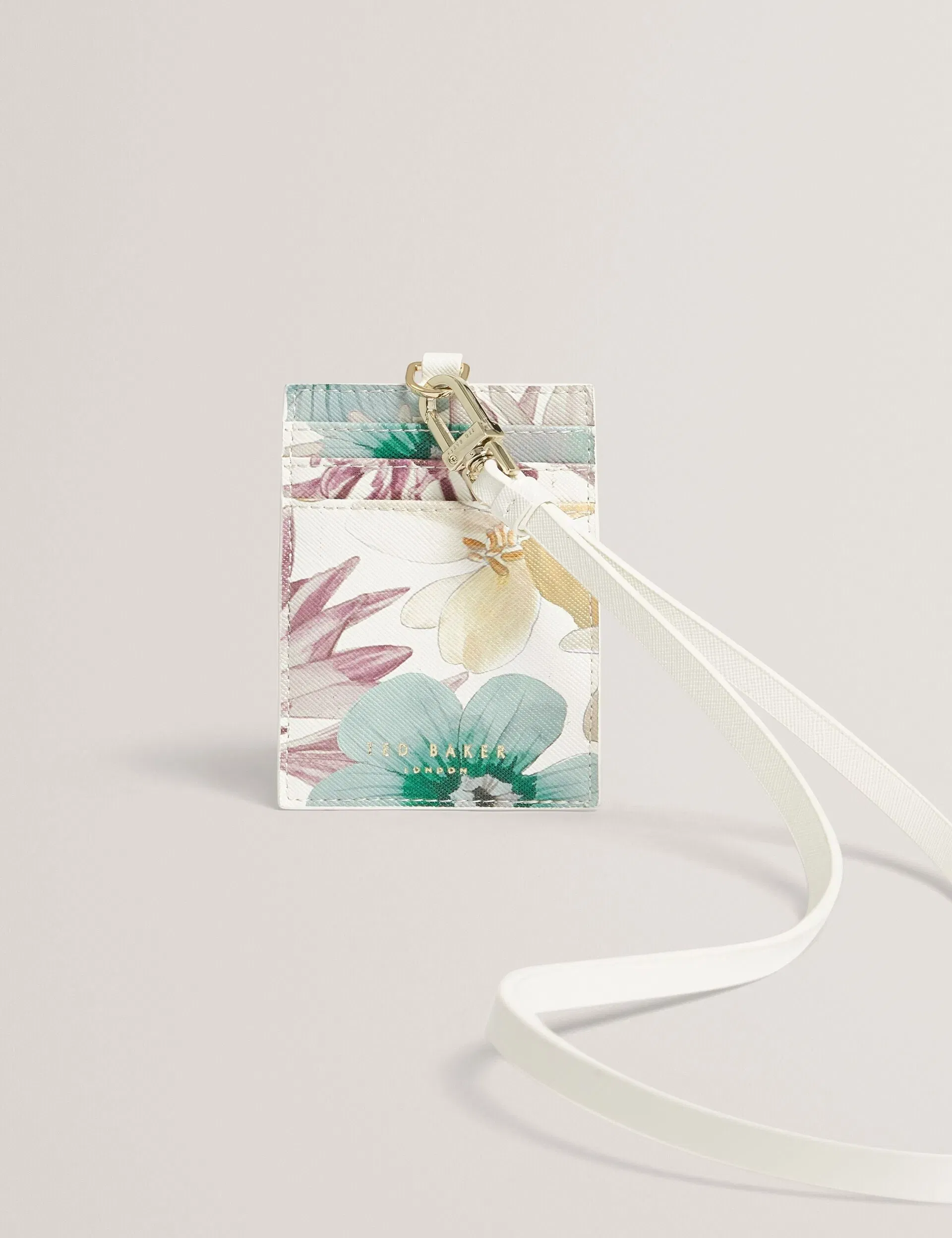 Ted Baker Halii Pastel Floral Pu Card Holder Lanyard Women's