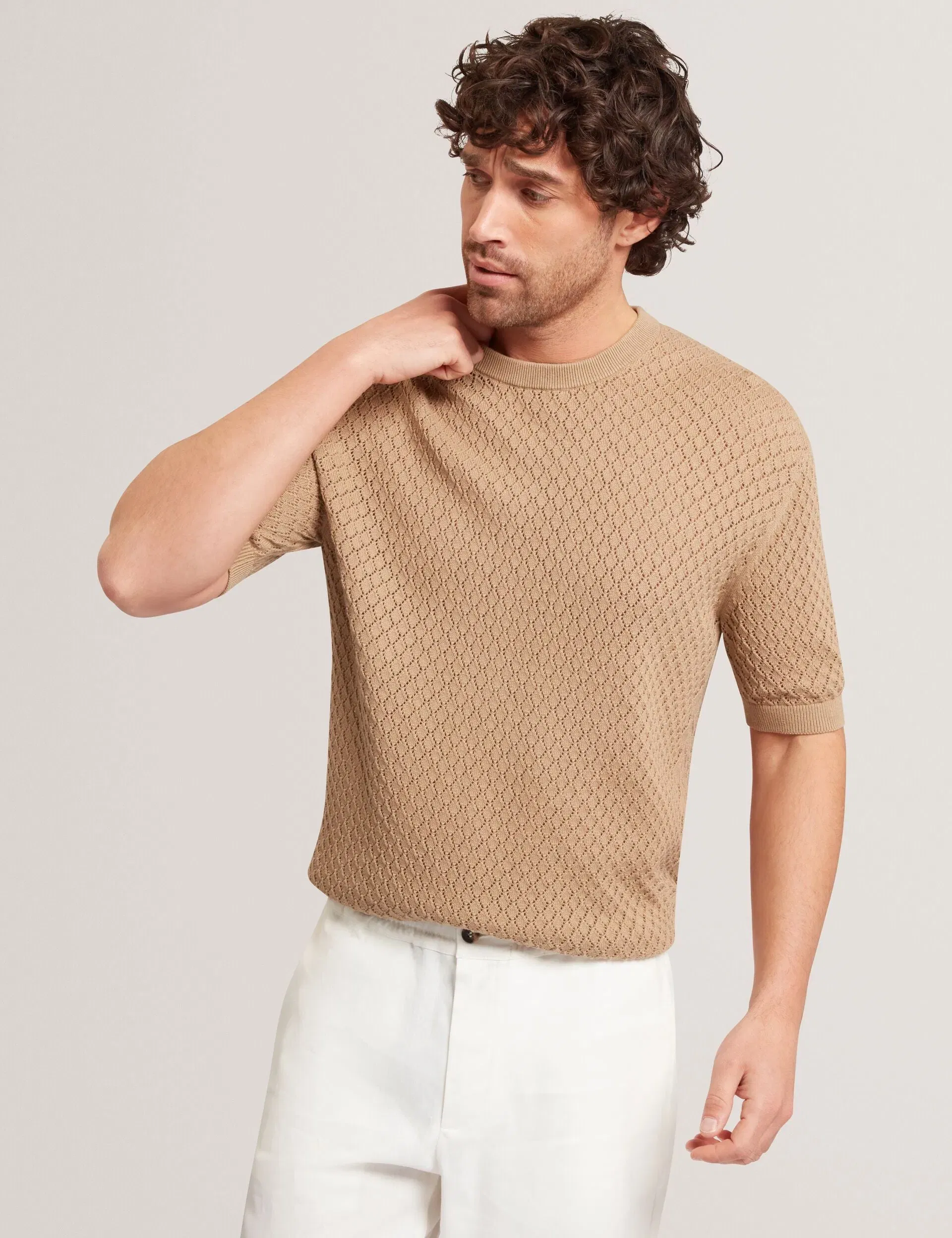 Ted Baker Ferriss Diamond Crochet Knit Cotton T-Shirt