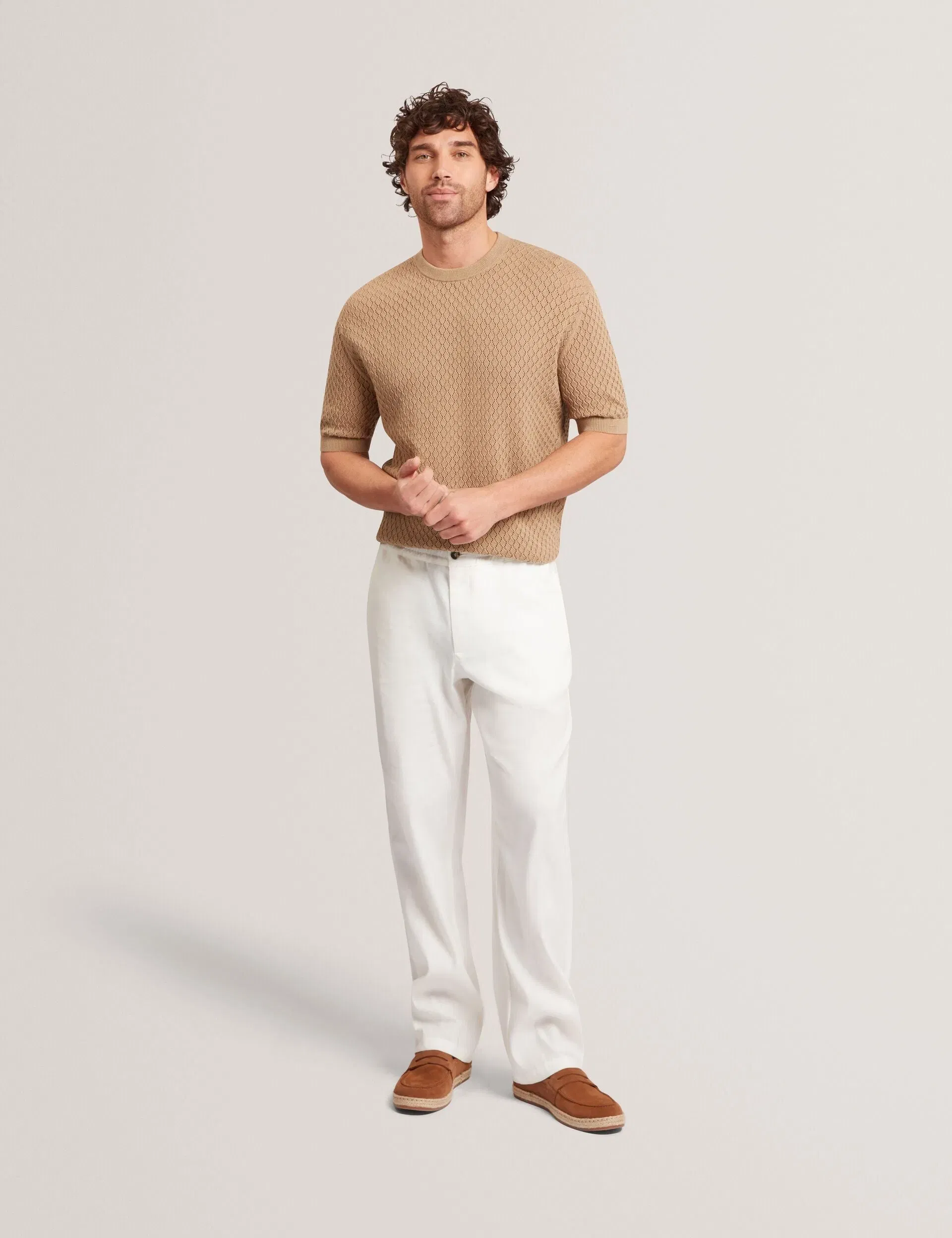 Ted Baker Ferriss Diamond Crochet Knit Cotton T-Shirt