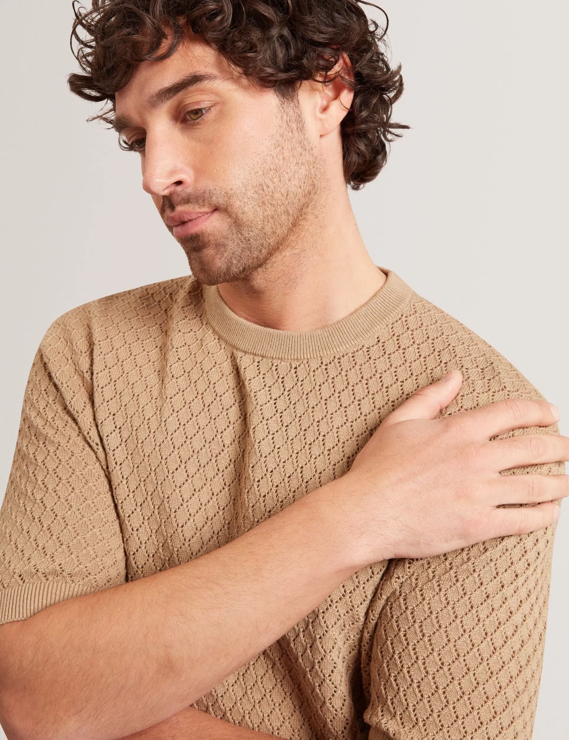 Ted Baker Ferriss Diamond Crochet Knit Cotton T-Shirt