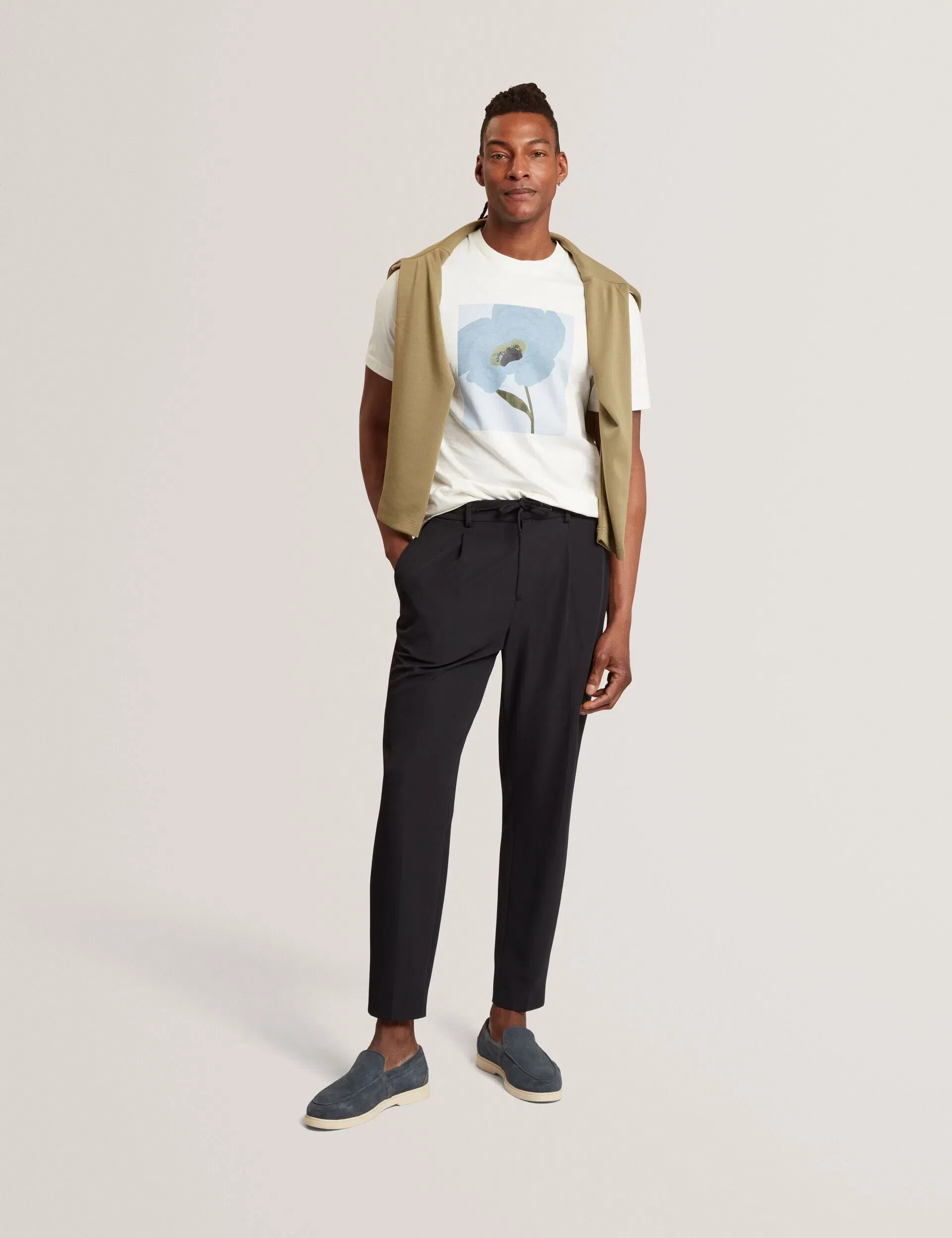 Ted Baker Cialdat Waffle Texture Tapered Leg Trousers