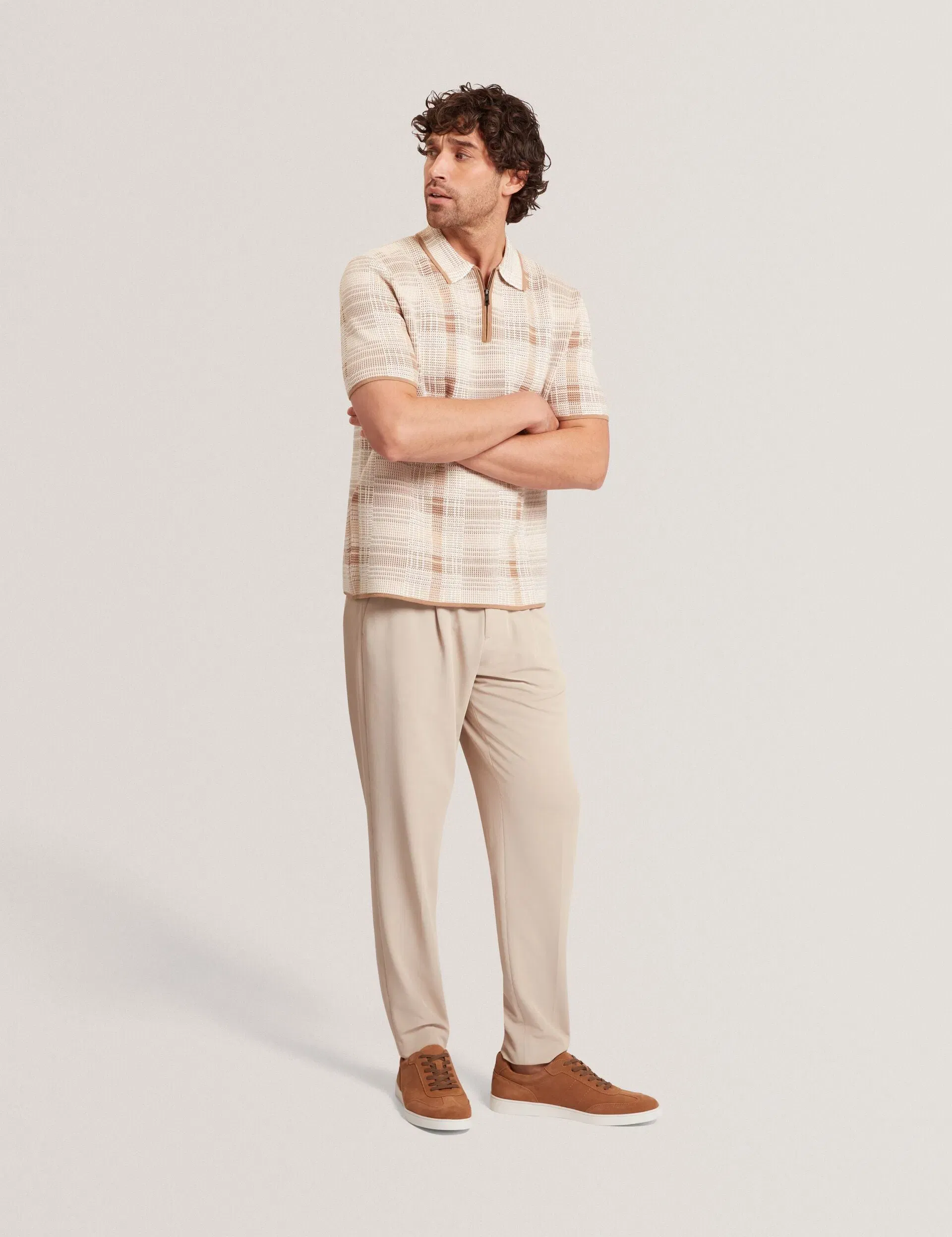 Ted Baker Cialdat Waffle Texture Tapered Leg Trousers