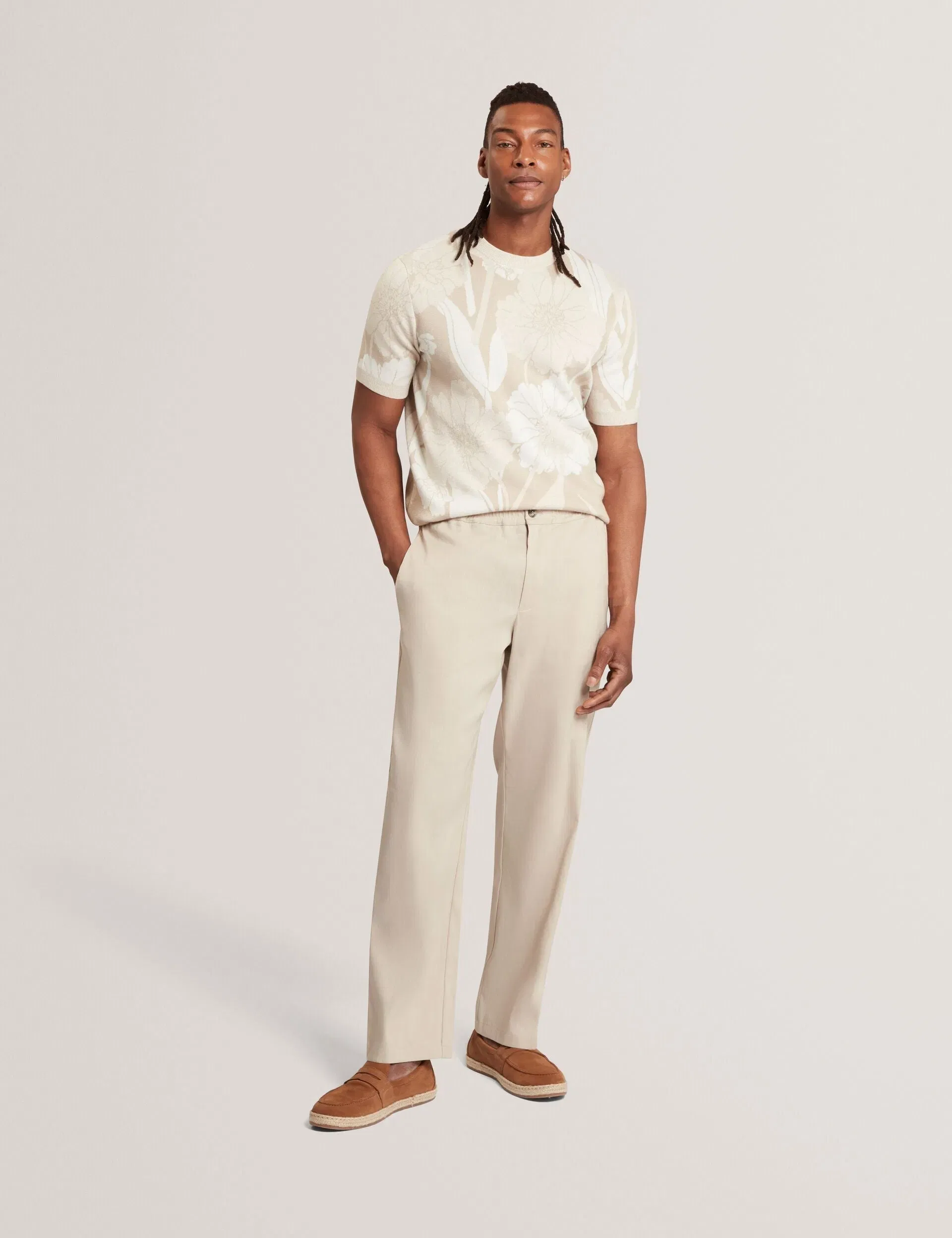 Ted Baker Baryn Jacquard Botanical Wool Blend T-Shirt