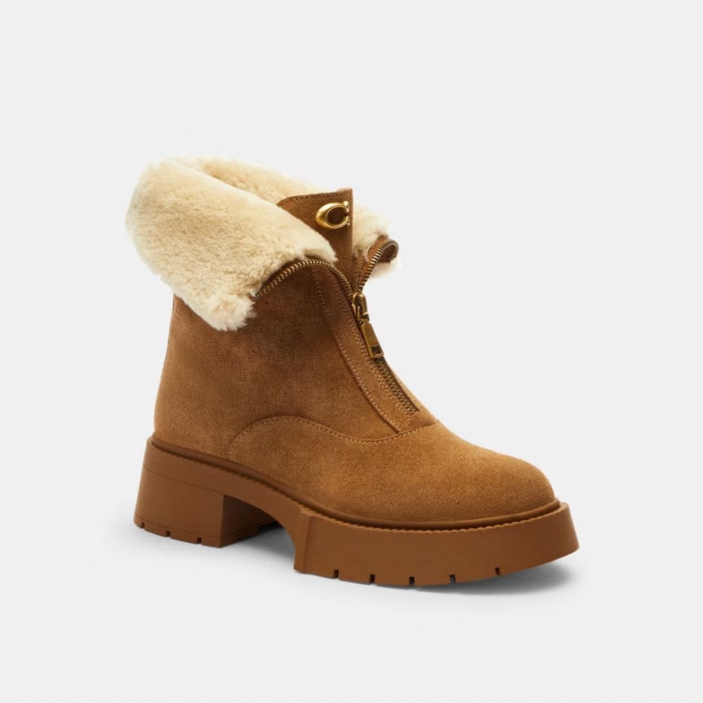 Women's Coach Leah Platform Zip Bootie Coconut Natural