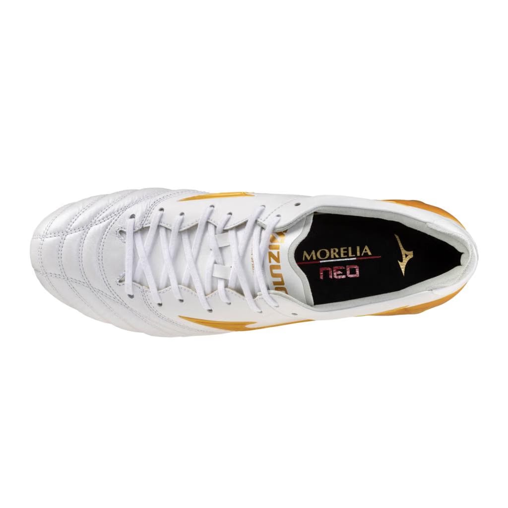 Mizuno Morelia Neo Iv Fg Firm Ground Made In Japan Kl Soccer Cleat White Gold
