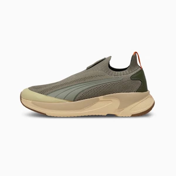 Puma Softride Premier Glideknit Walking Shoes Velvet Moss-Loden Green-Orange Glo