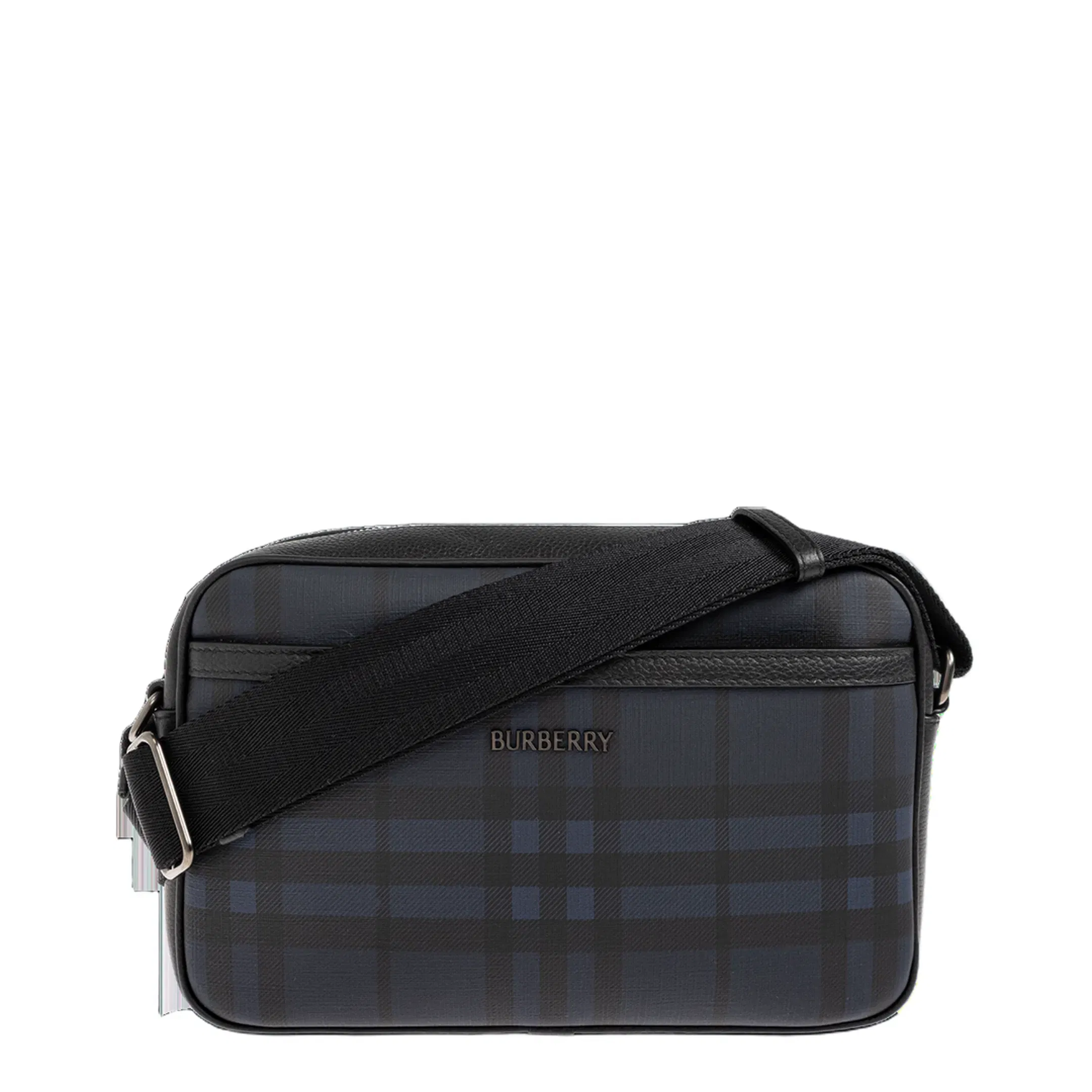 City Check Medium Calf Leather Crossbody - Navy