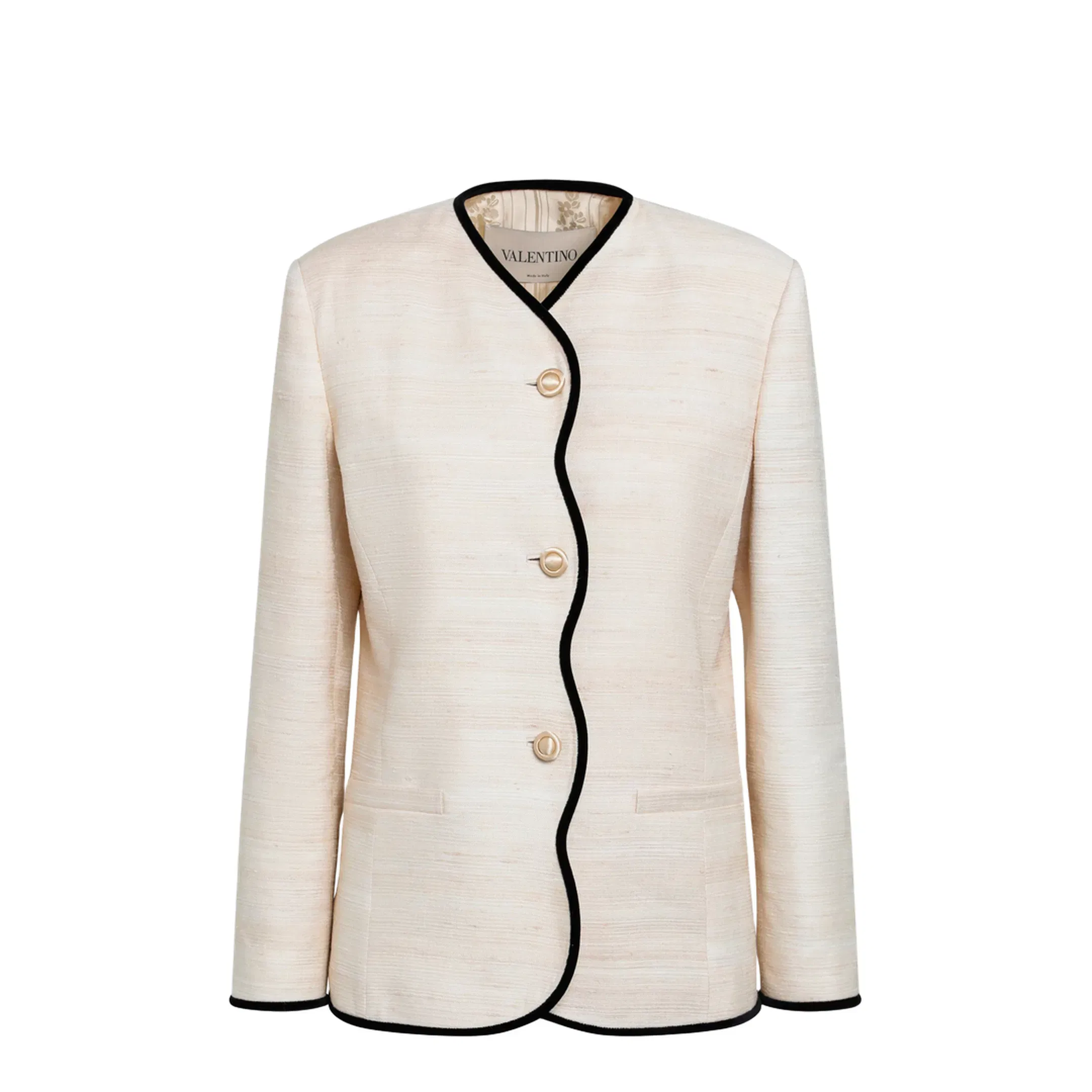 Milk-Honey Coloured Silk And Linen Jacket