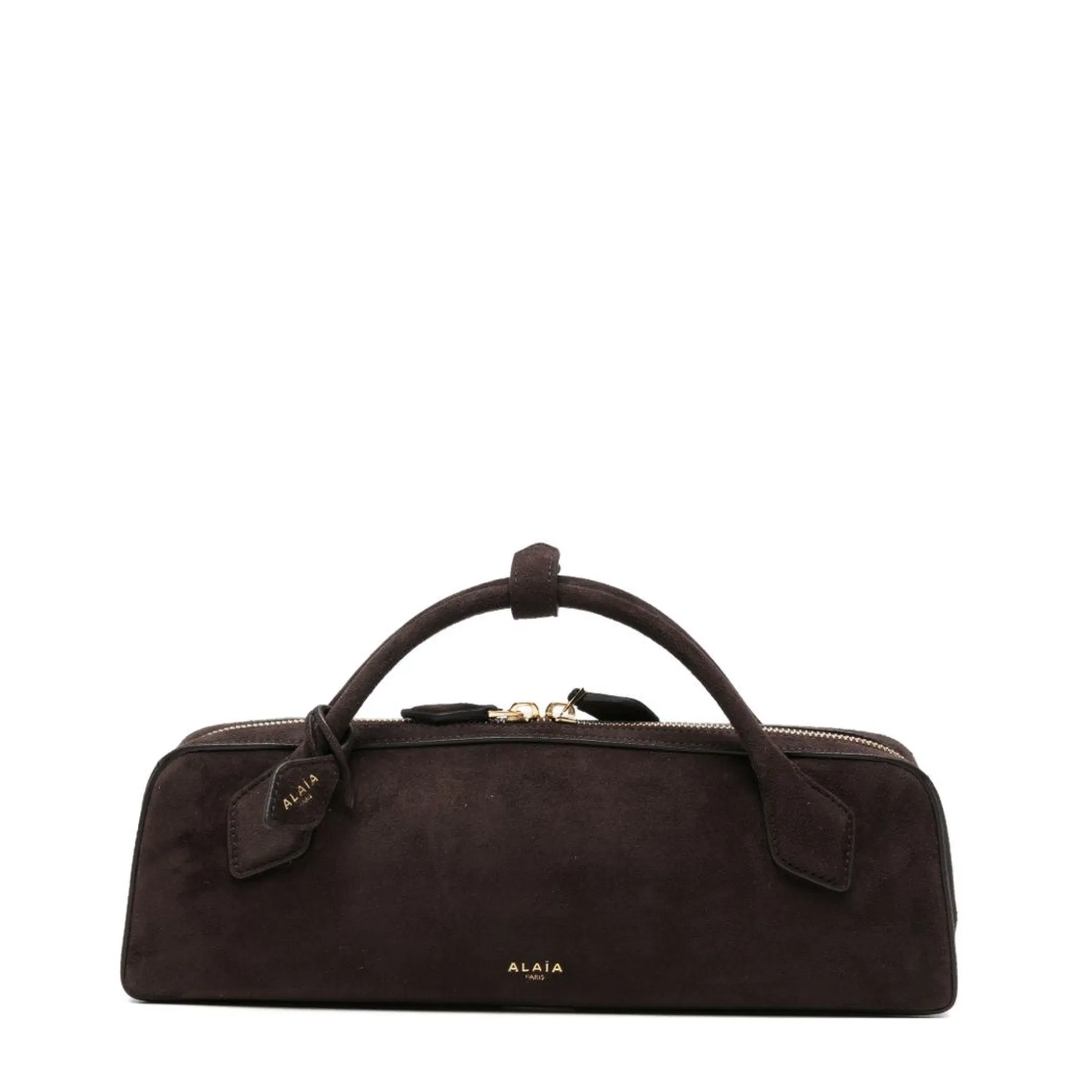 Le Teckel One Size Suede Leather Clutch - Dark Brown