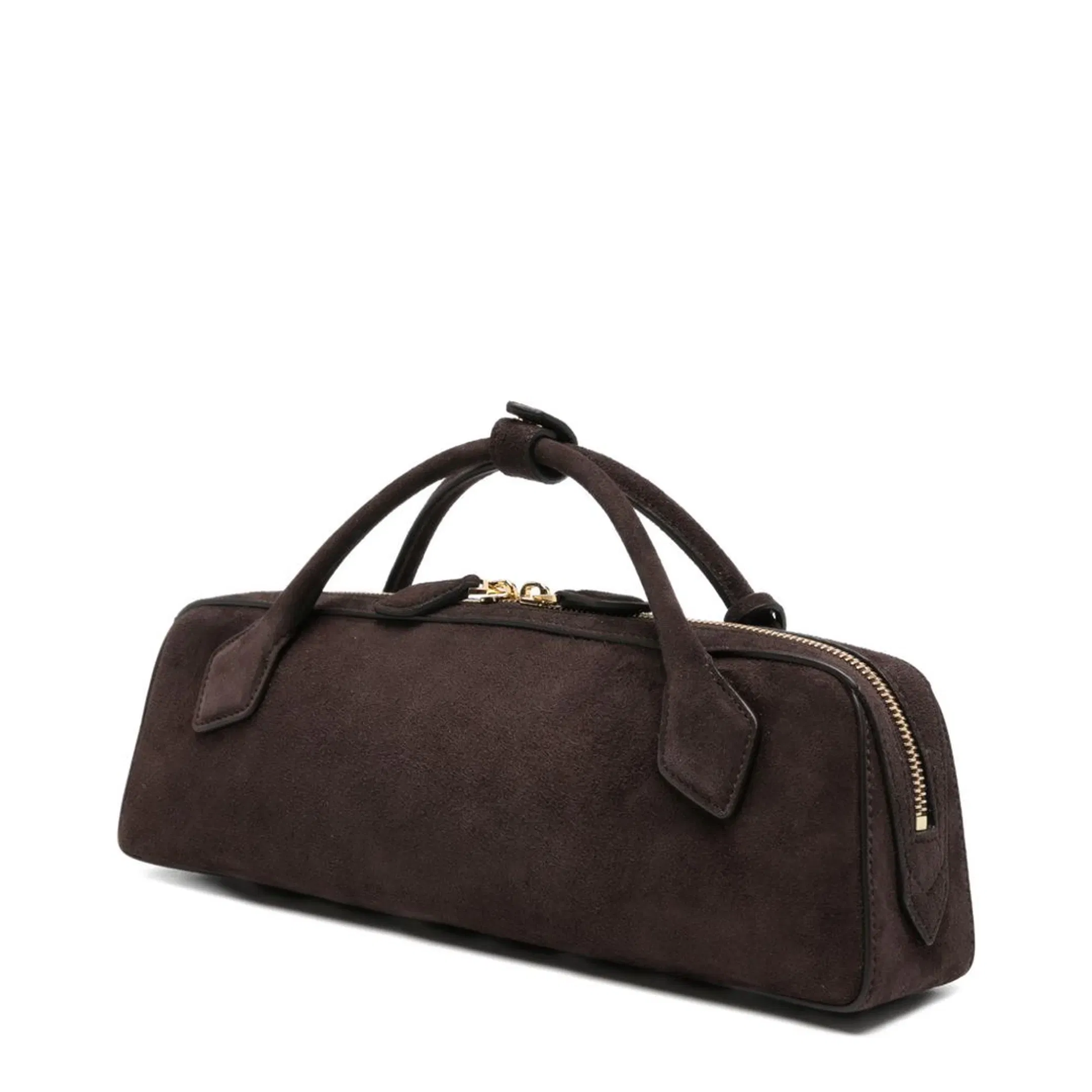 Le Teckel One Size Suede Leather Clutch - Dark Brown