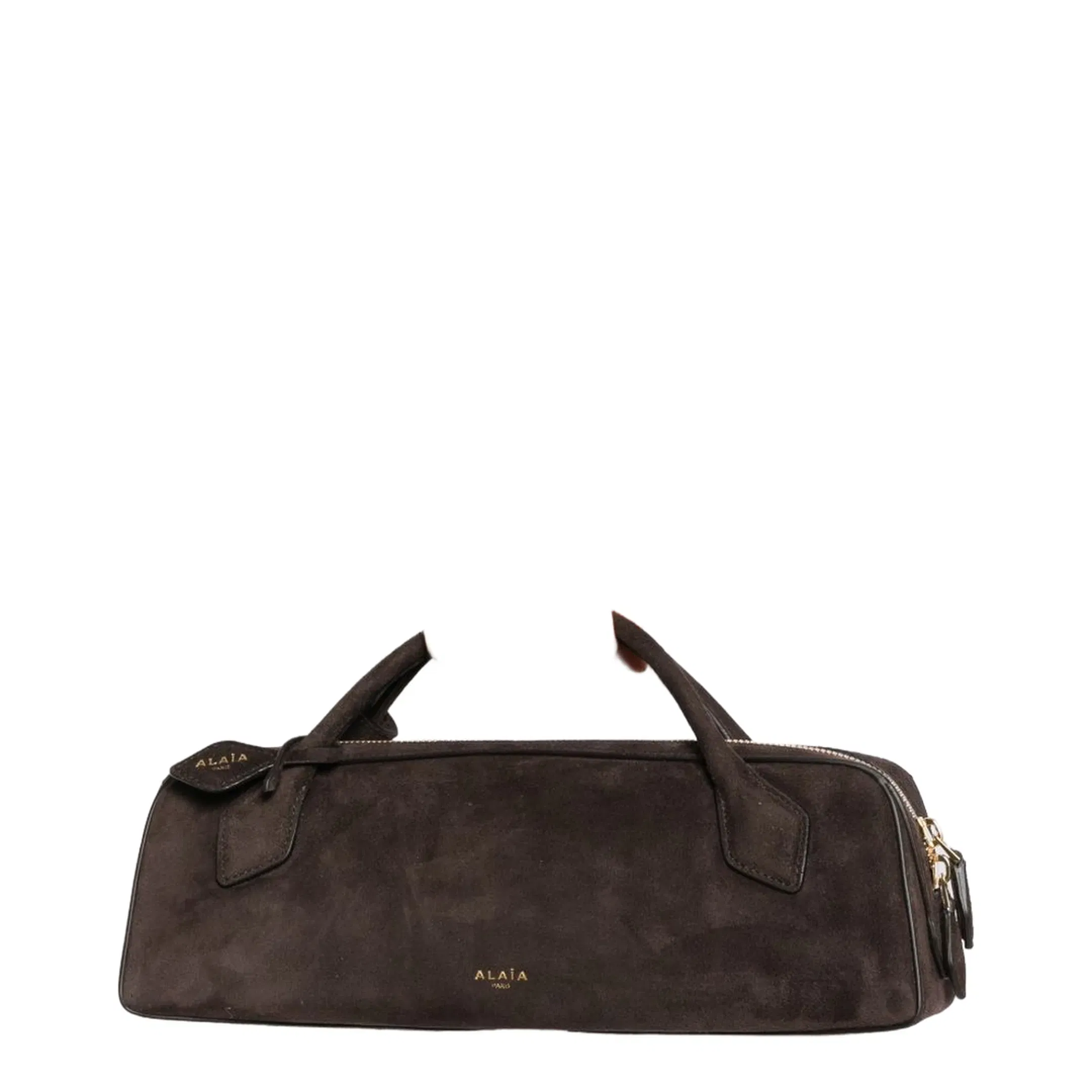 Le Teckel One Size Suede Leather Clutch - Dark Brown