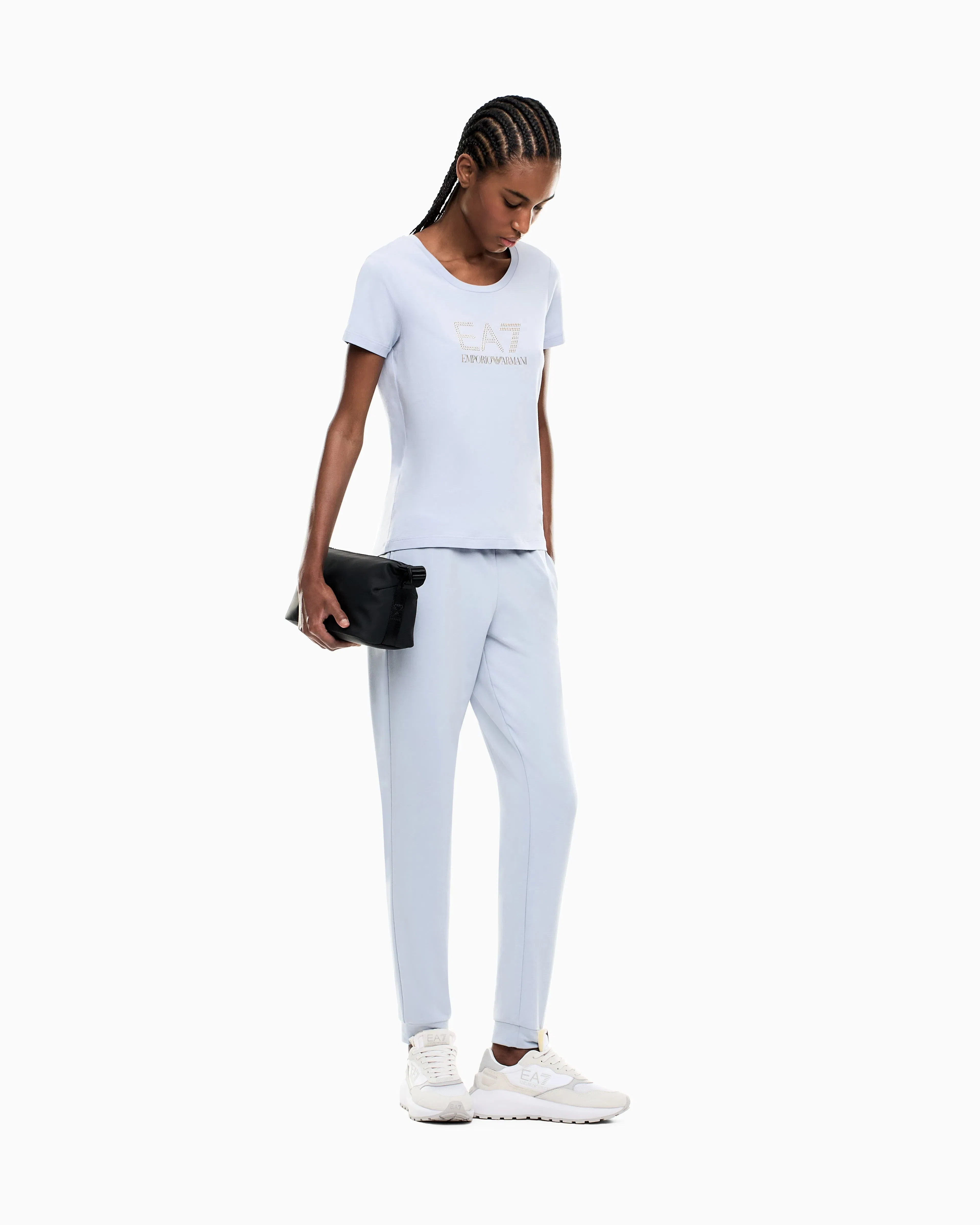 EA7 Viscose joggers with a studded logo and drawstring Evolution