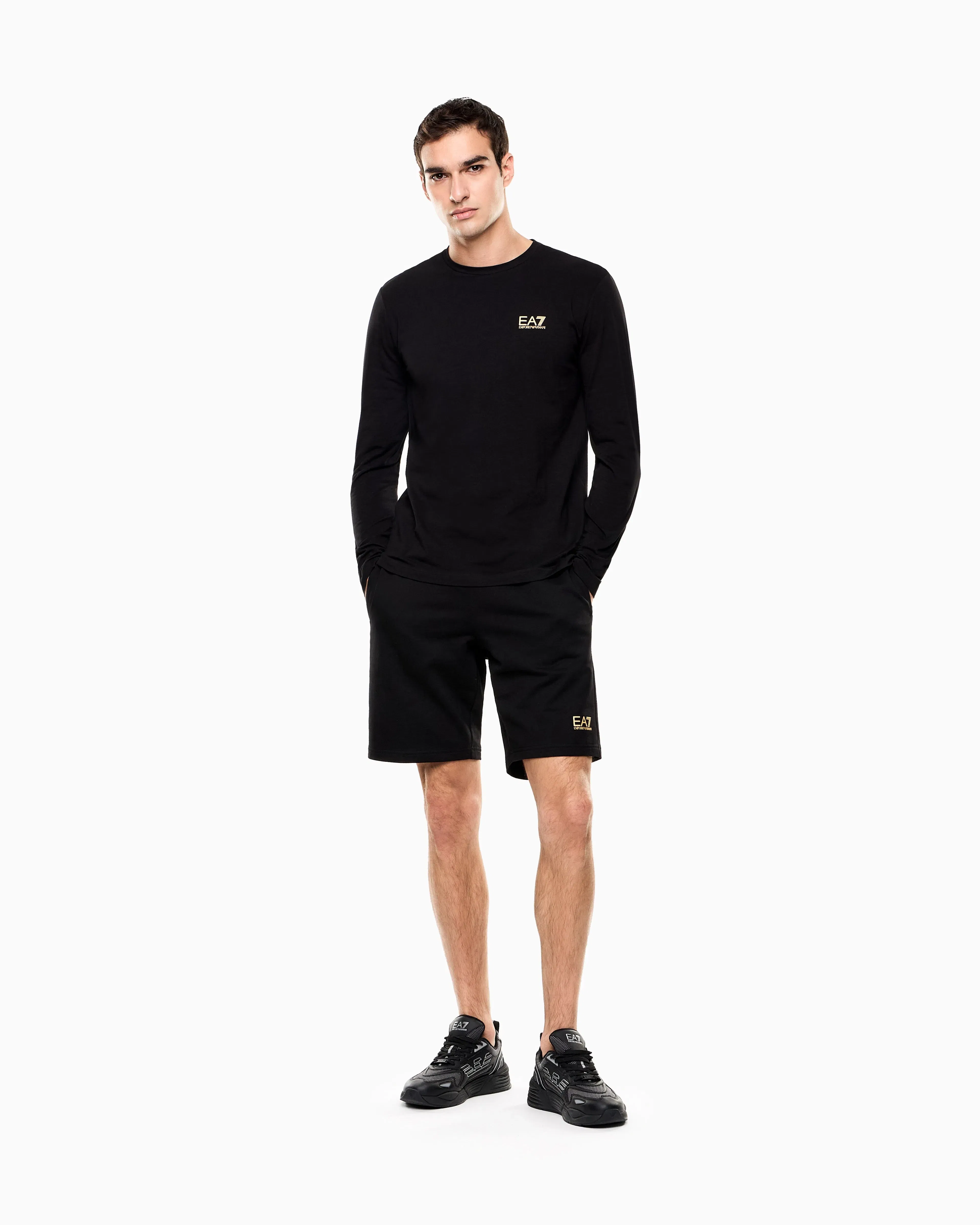 EA7 Side pocket shorts in cotton with drawstring Core Identity