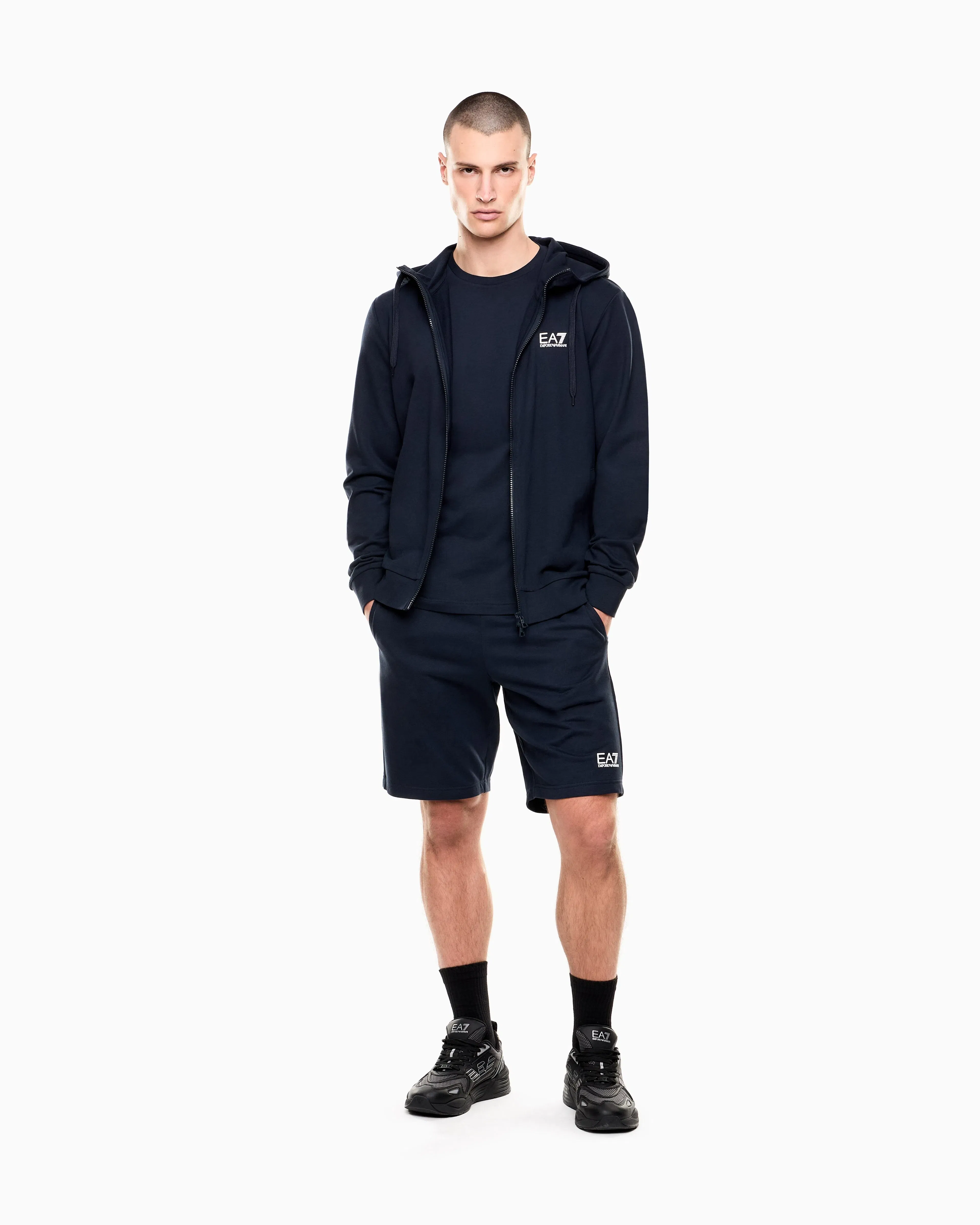EA7 Side pocket shorts in cotton with drawstring Core Identity