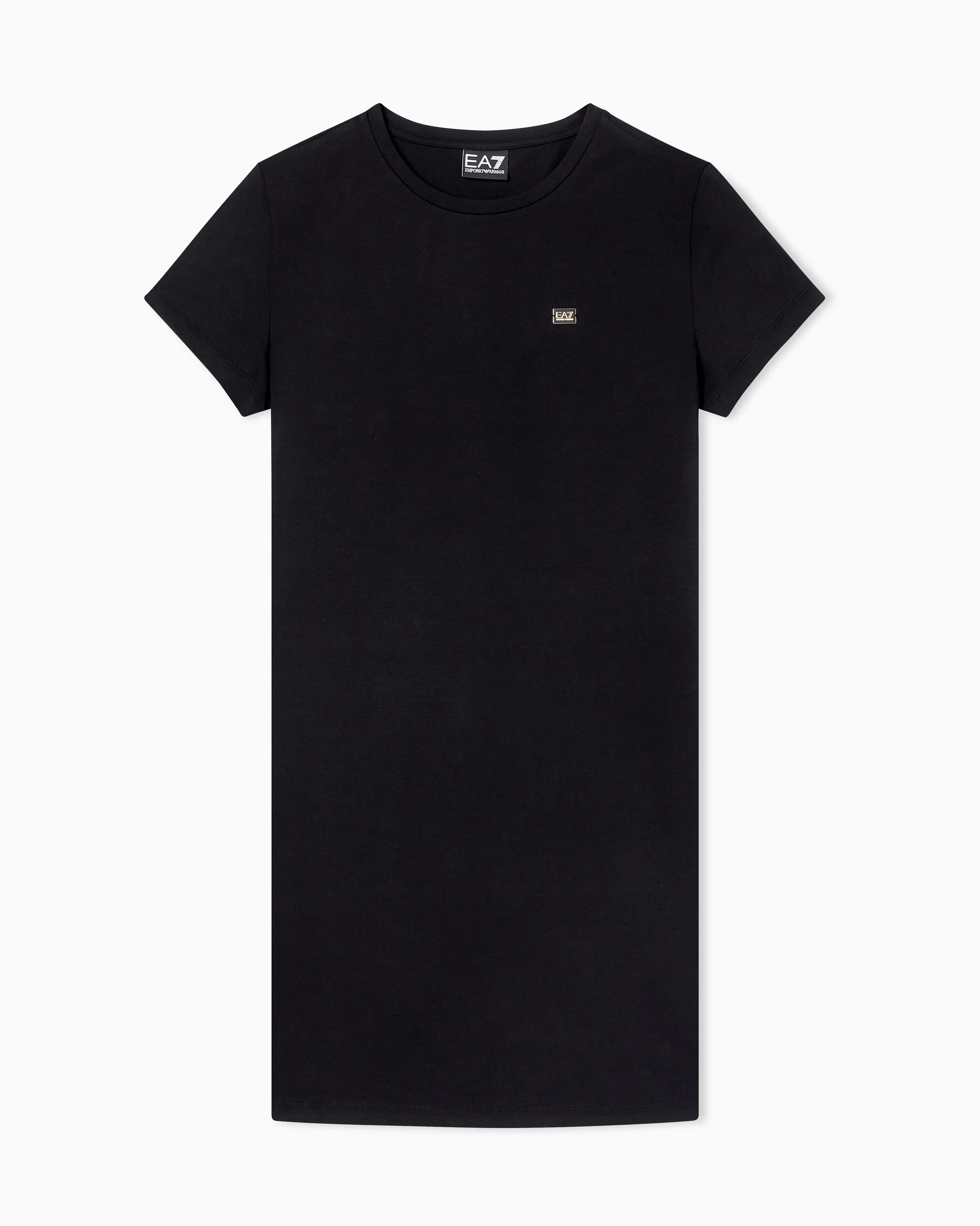 EA7 Jersey dress in stretch cotton with metal logo Core Lady