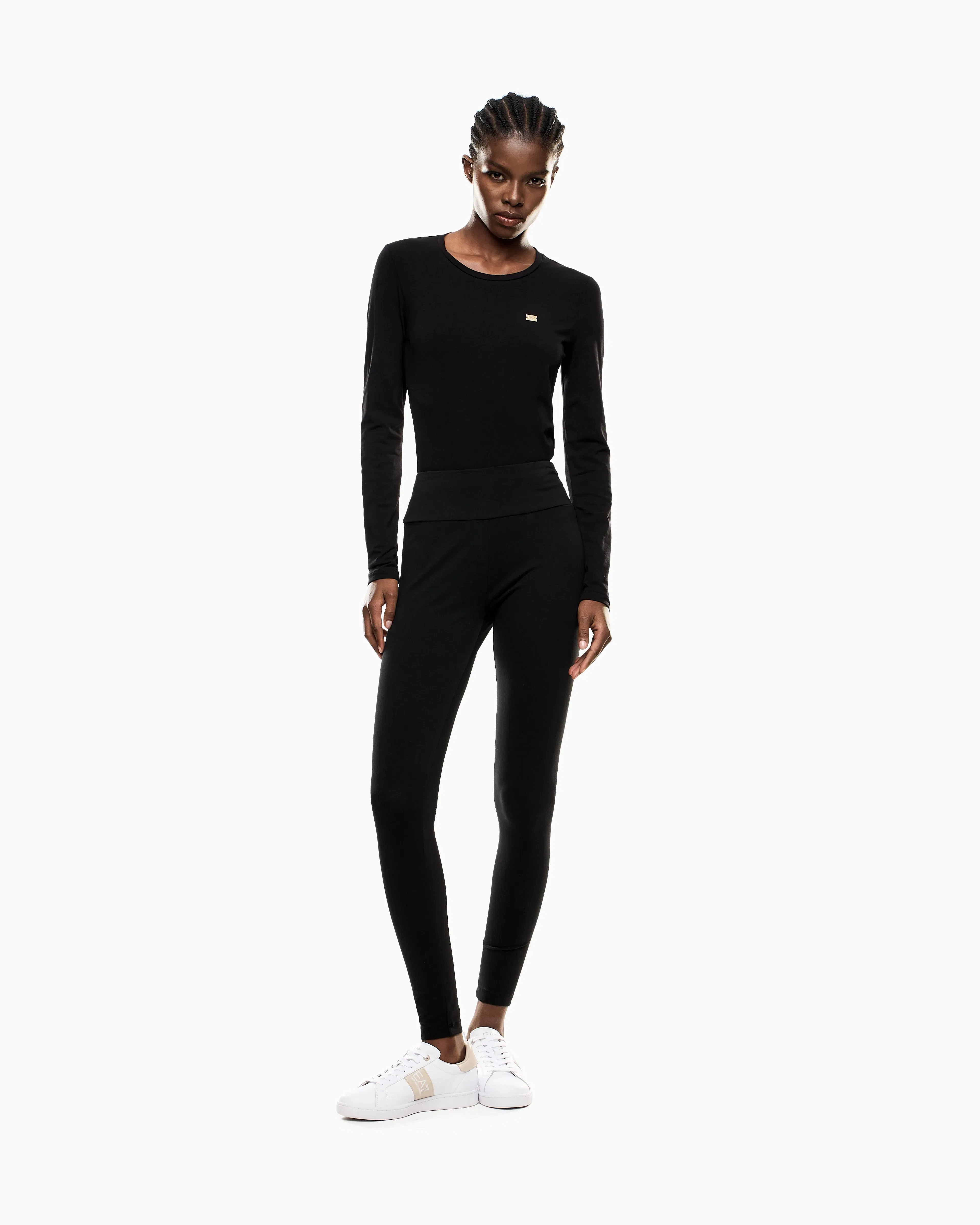 EA7 Crew neck t-shirt in stretch cotton jersey Core Lady
