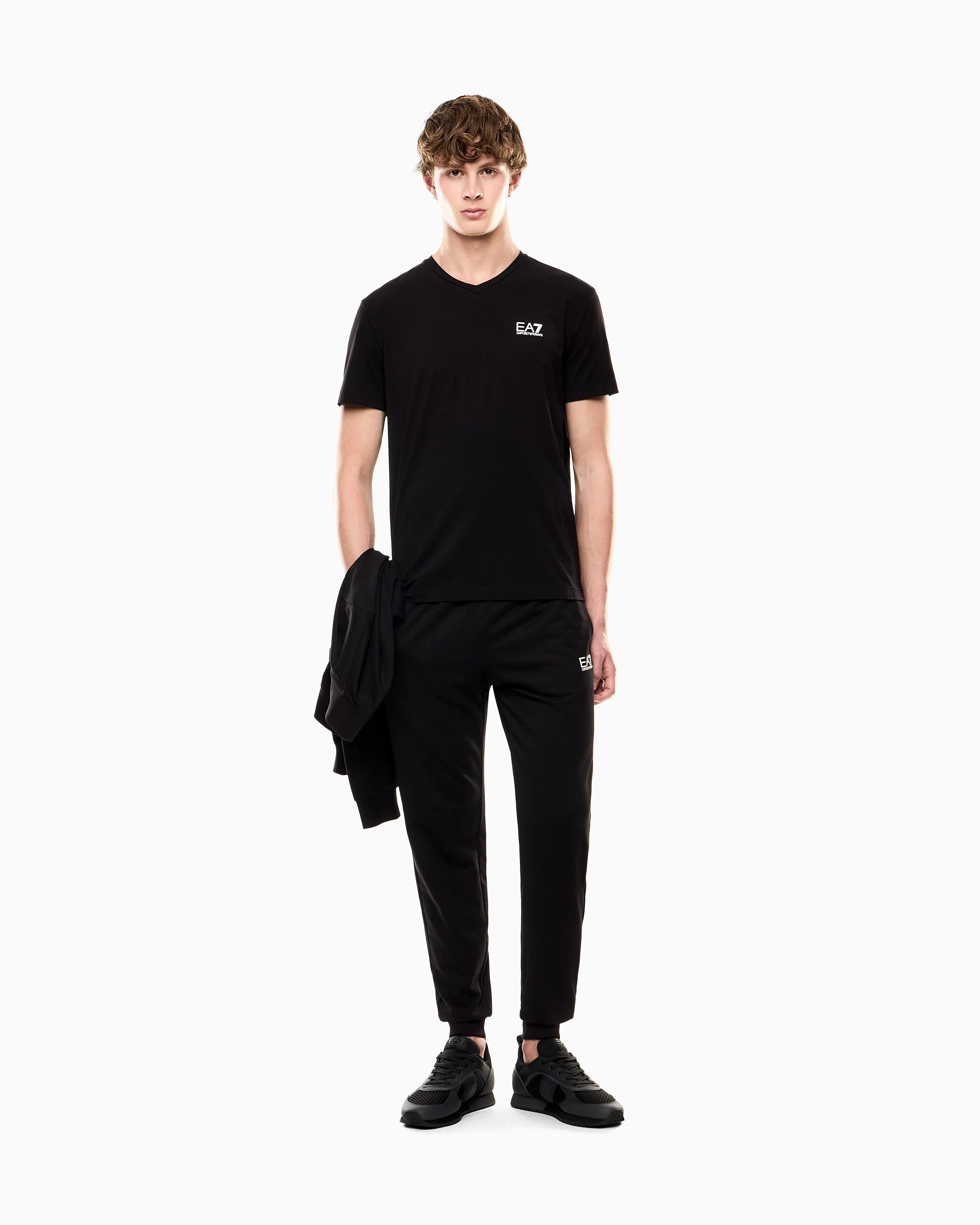 EA7 Core Identity stretch cotton jersey V-neck T-shirt