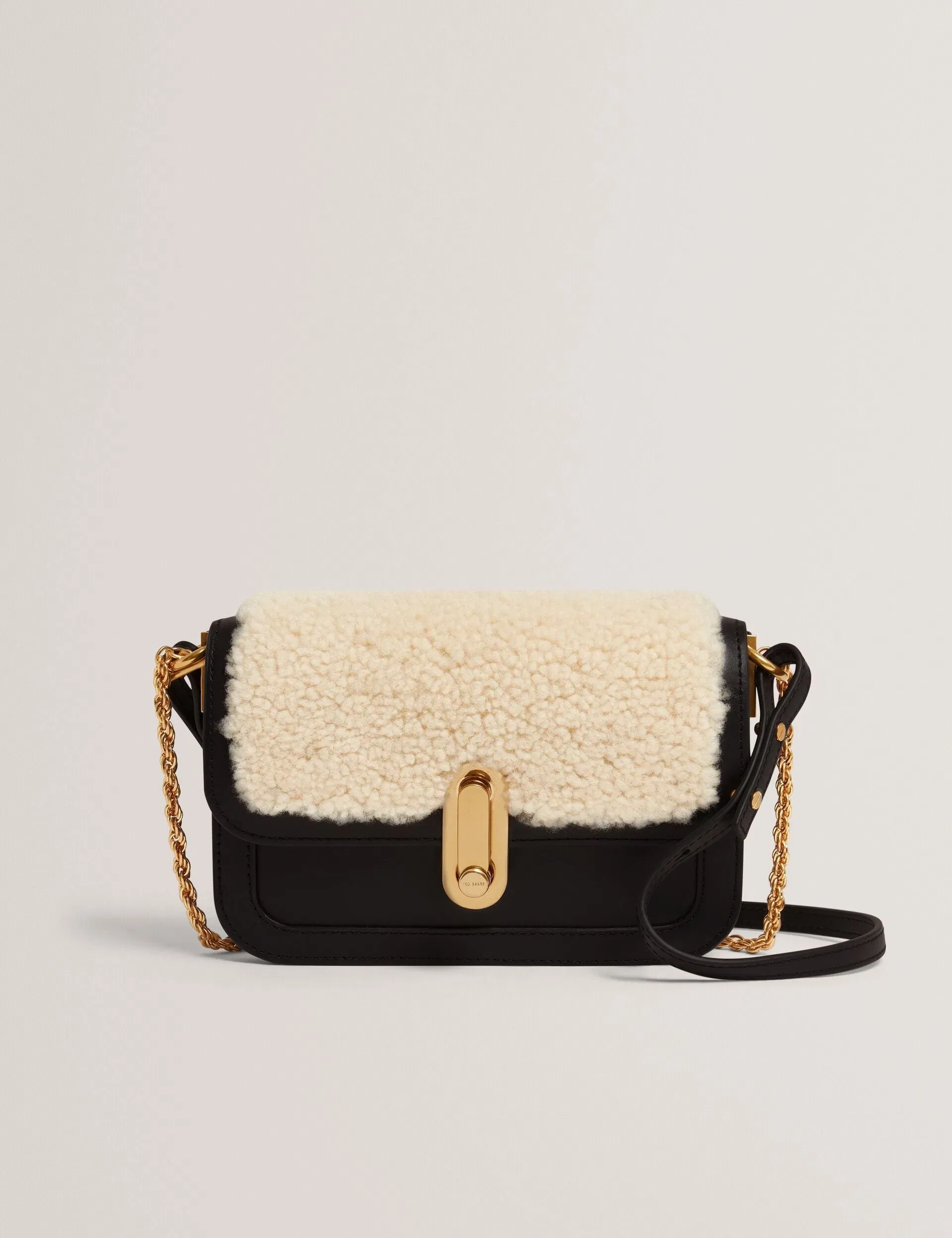 Ted Baker Sherlin Shearling Leather Twist Lock Crossbody Bag Women's