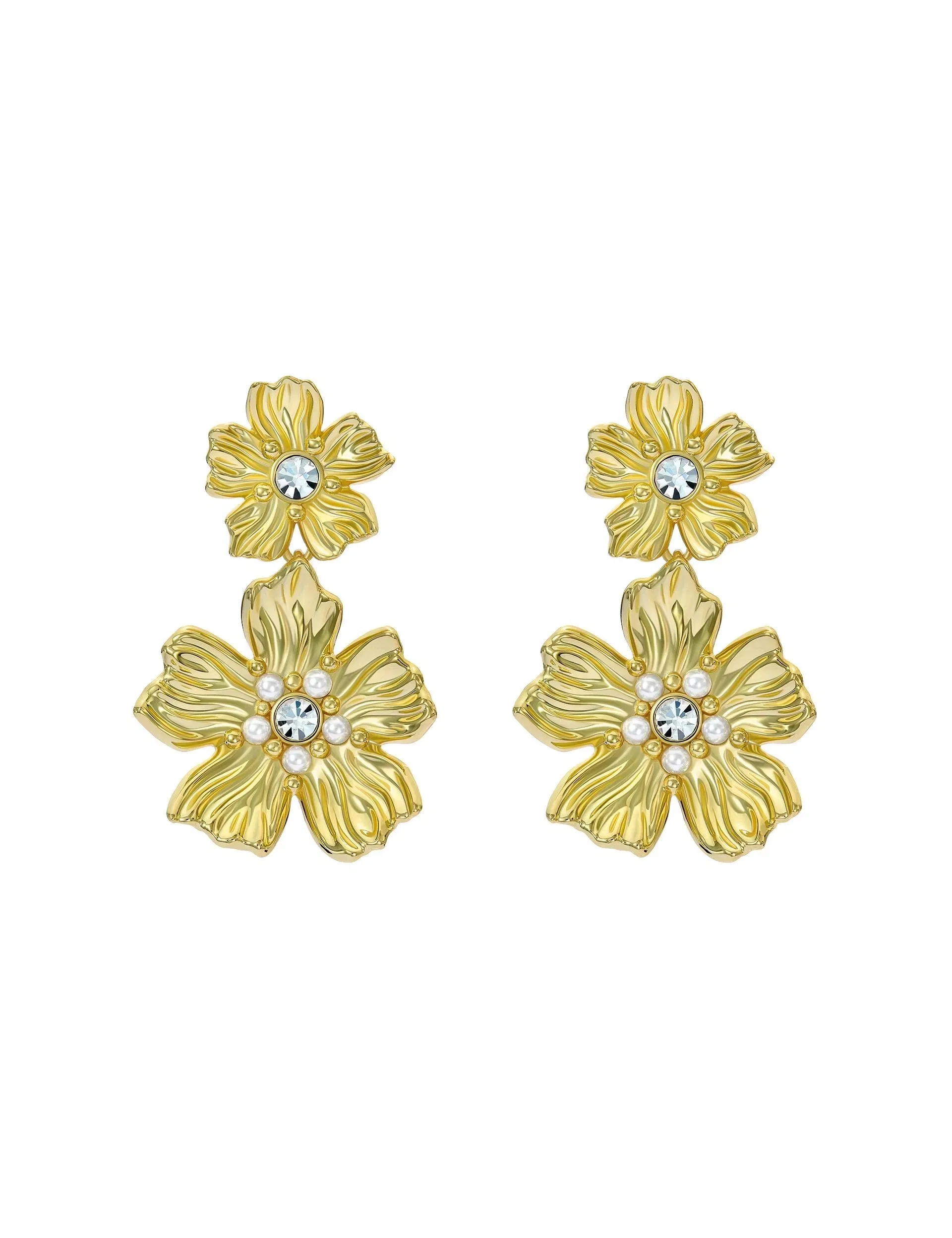 Ted Baker Gold Flower Statement Drop Earrings Women's