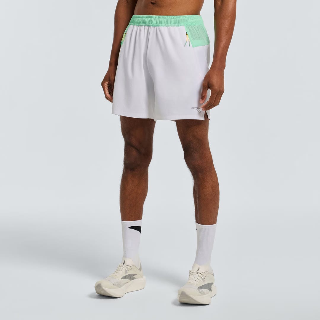 Men's ANTA Run Woven Shorts - White/Neon Green