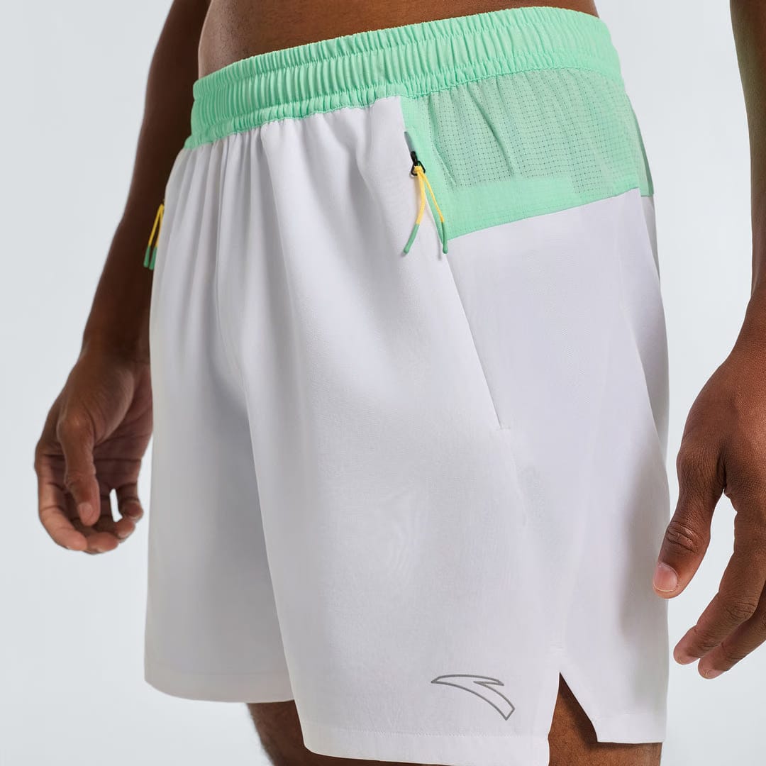 Men's ANTA Run Woven Shorts - White/Neon Green