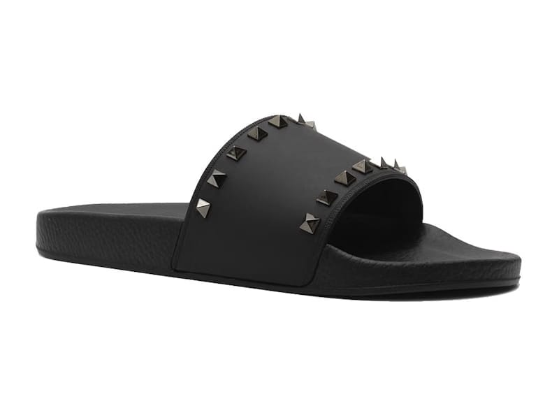 Valentino Rockstud Rubber Slider Sandal Black