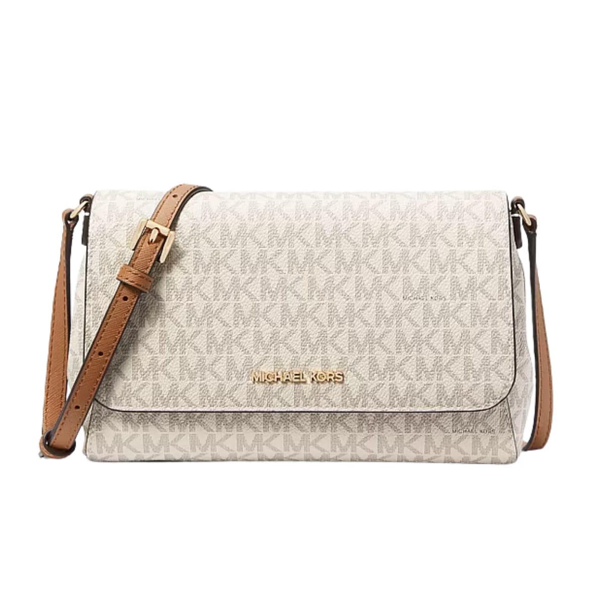 Michael Kors Vanilla Jet Set Logo Medium Cross Body Bag
