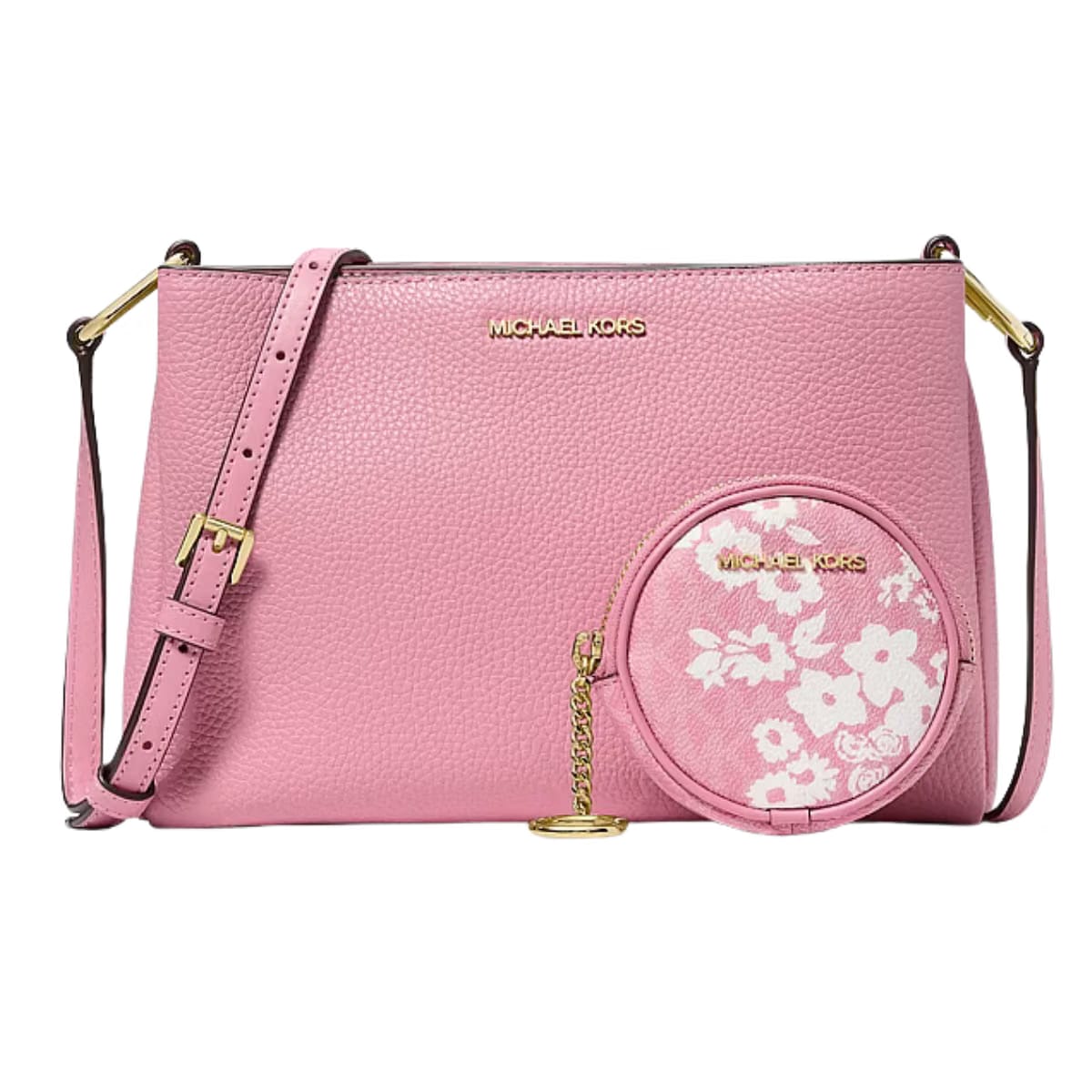 Trisha Pebbled Leather Crossbody CARNATION Bag With Pouch