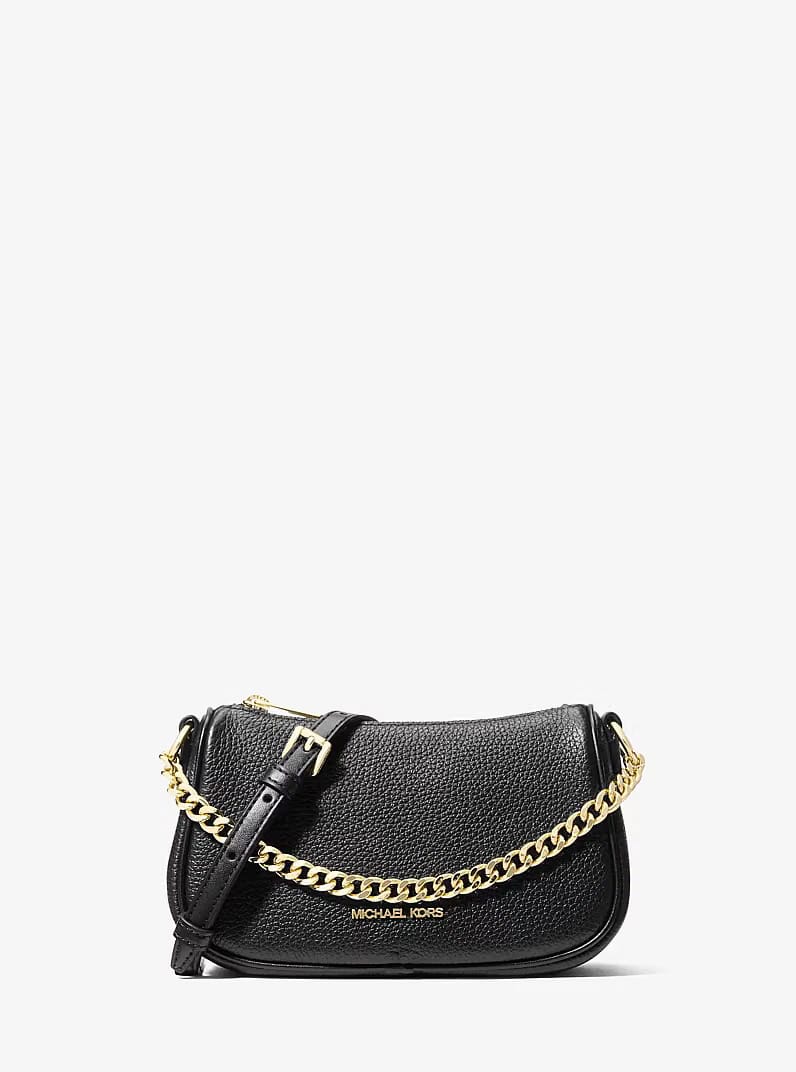 Michael Kors Carmela Small Pebbled Leather Convertible Crossbody BLACK Bag