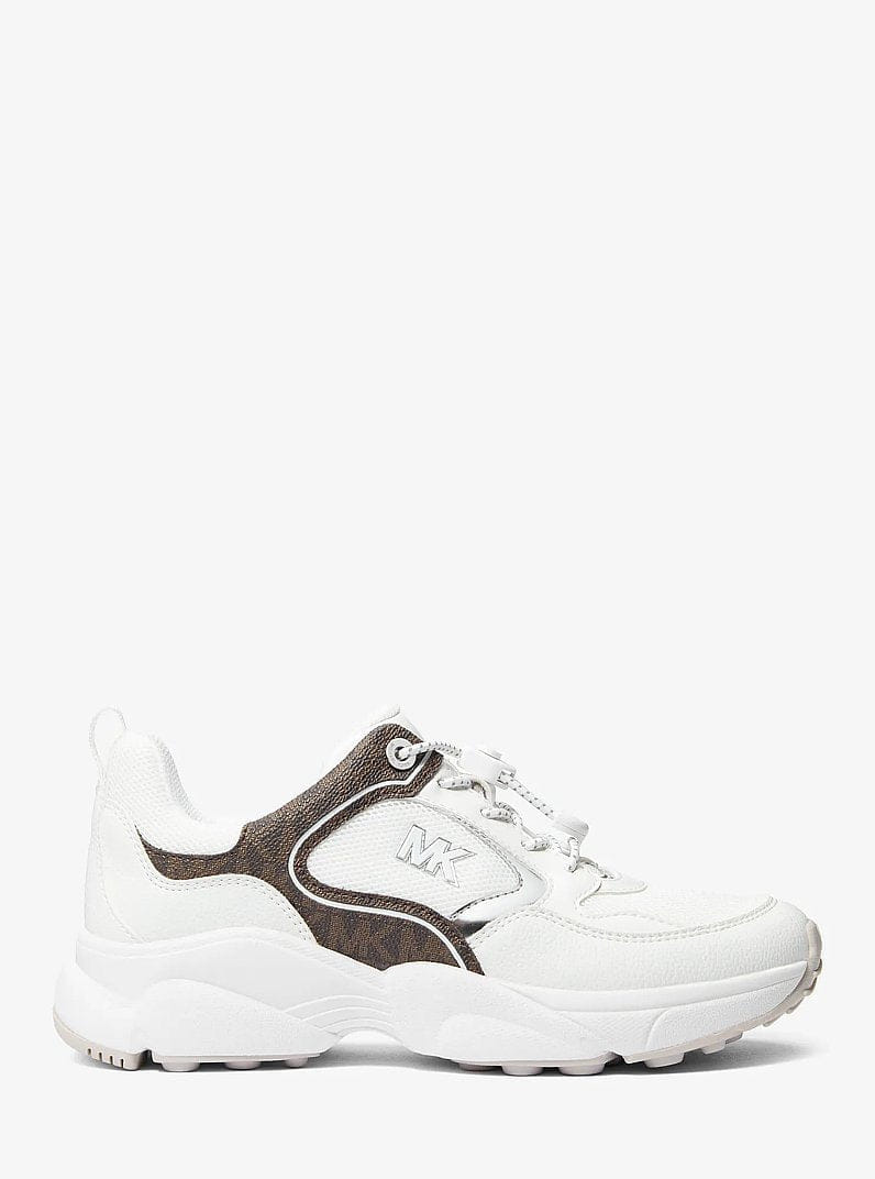 Jett Mixed-Media Trainer OP WHT/BROWN