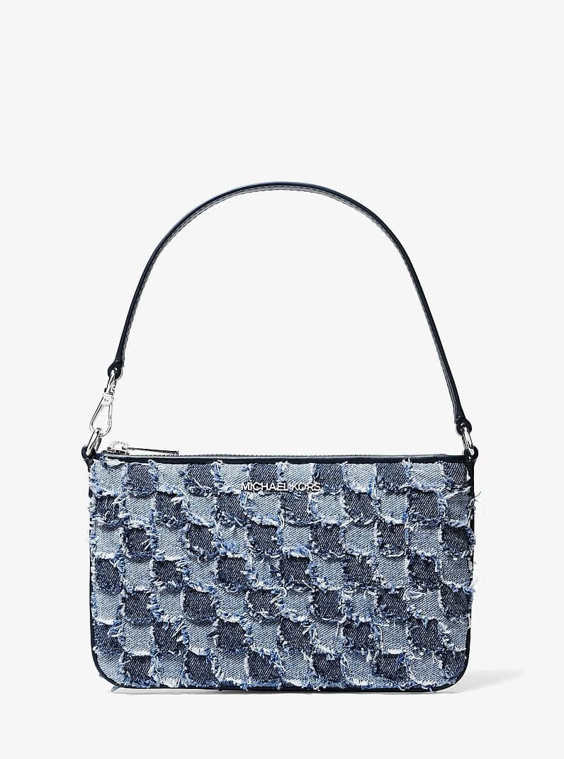 Jet Set Travel Small Patchwork Denim Convertible WASHED DENIM Wristlet