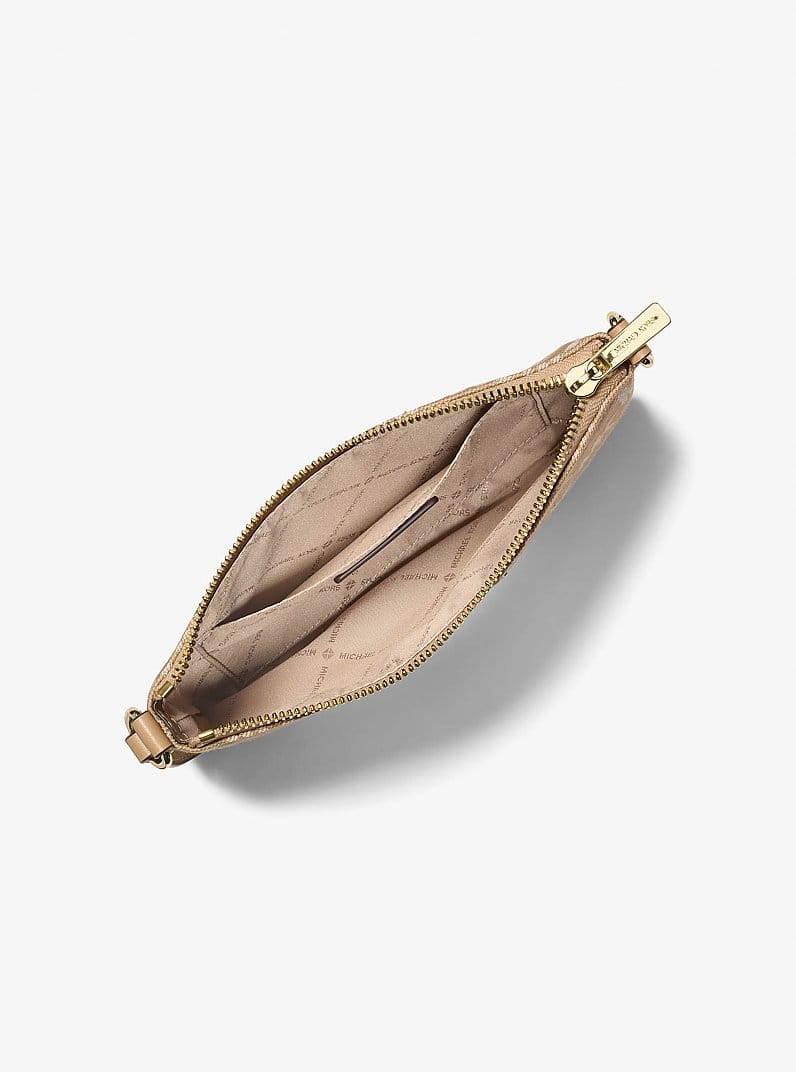 Jet Set Travel Small Logo Jacquard Denim Wristlet