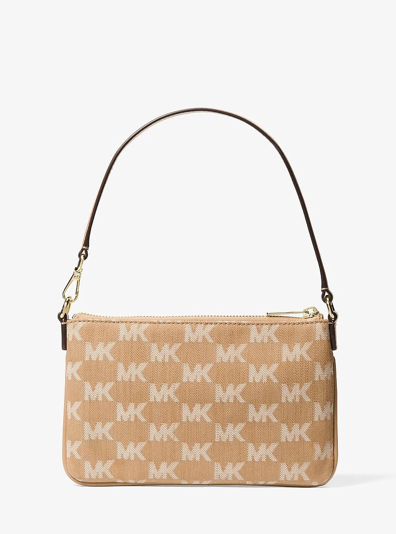 Jet Set Travel Small Logo Jacquard Denim Wristlet