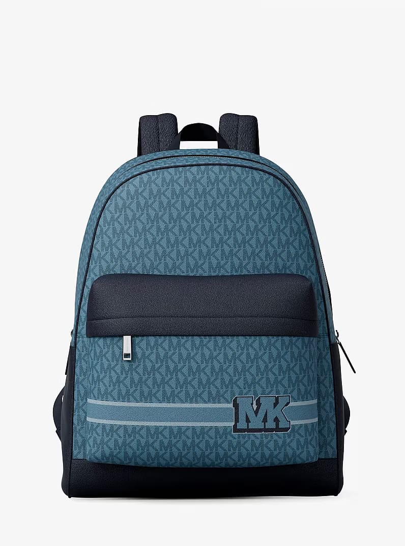 Pacey Embellished Striped Signature Logo DENIM Backpack