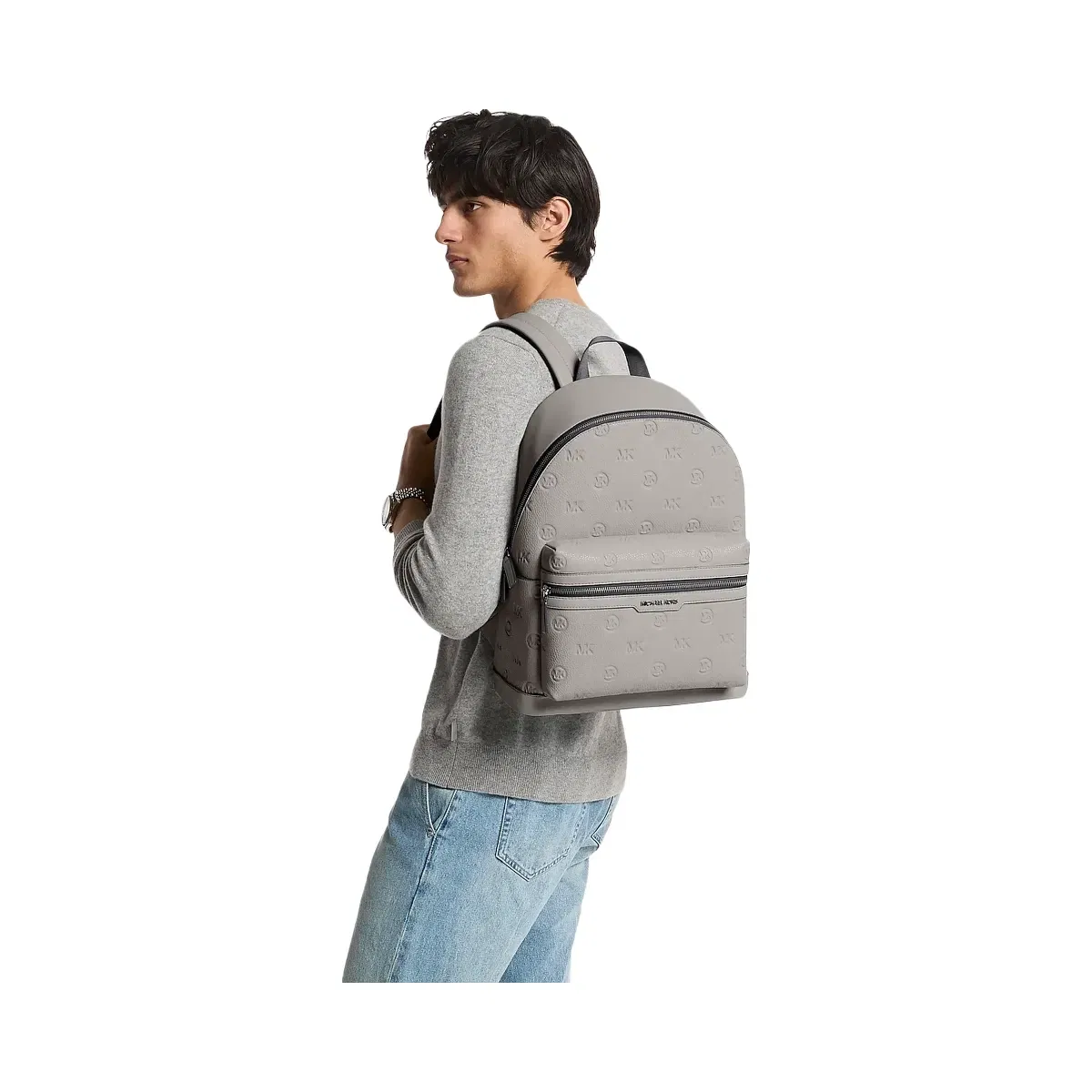 Cooper Medium Logo Debossed Dome Backpack PEARL GREY