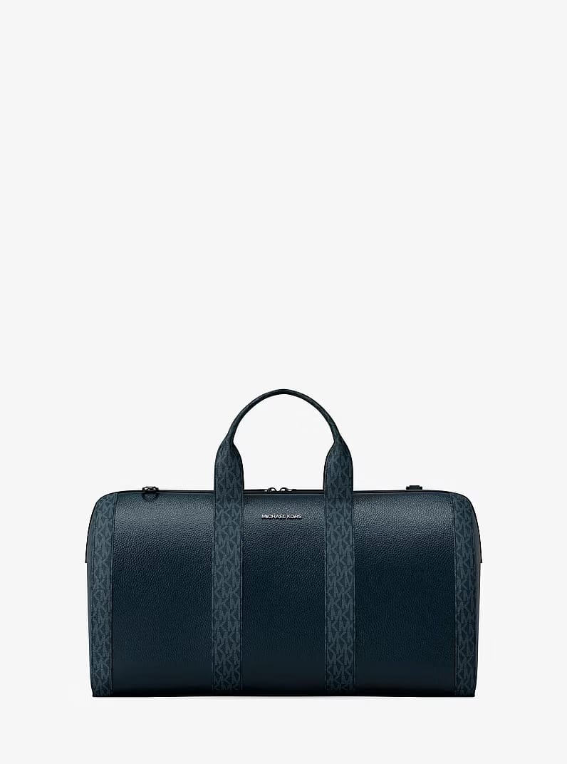 Cooper Pebbled Leather and Signature Logo Duffel NAVY Bag