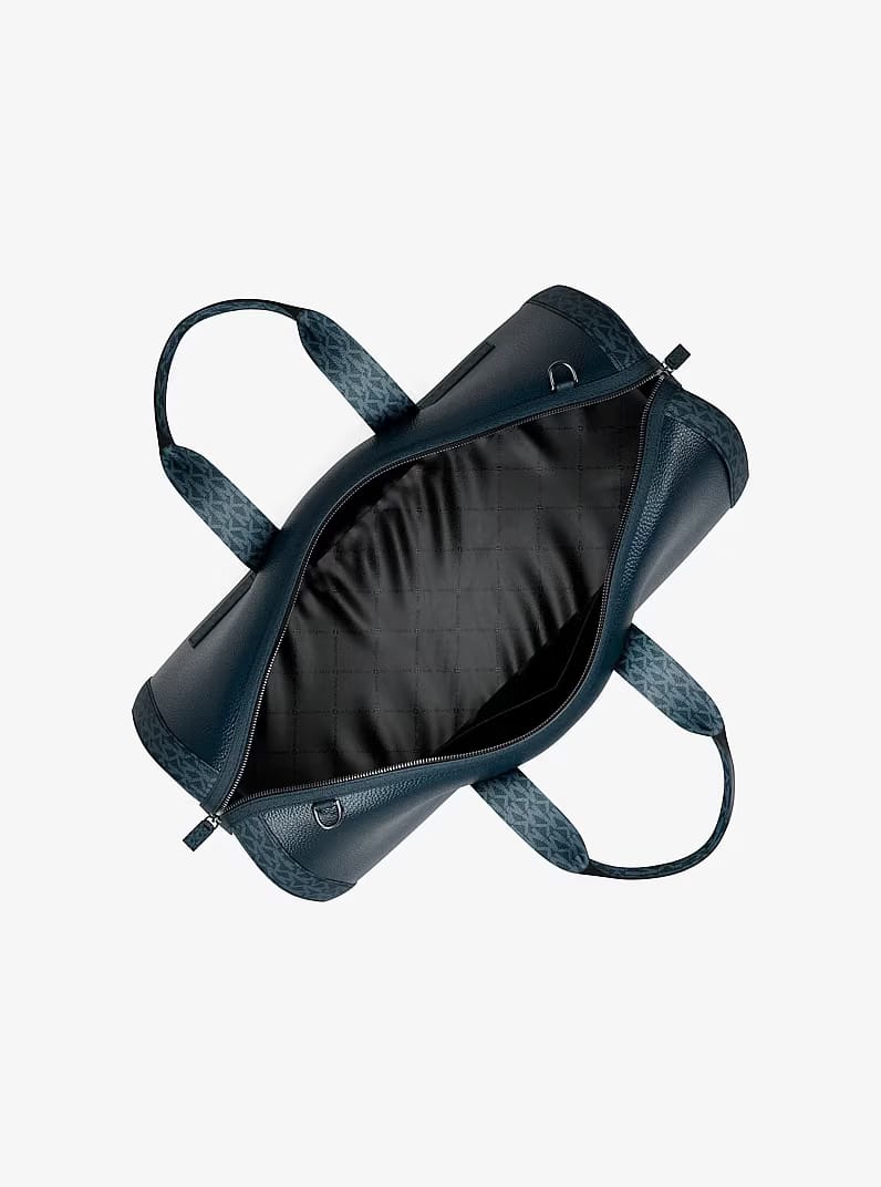 Cooper Pebbled Leather and Signature Logo Duffel NAVY Bag