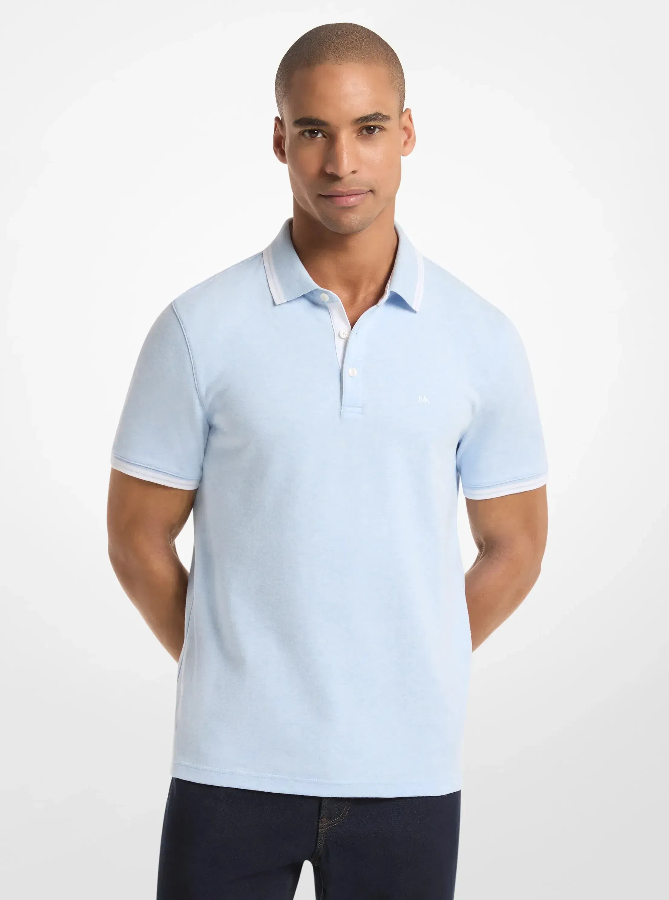 Greenwich Cotton Polo Shirt PASTEL BLUE HEATHER