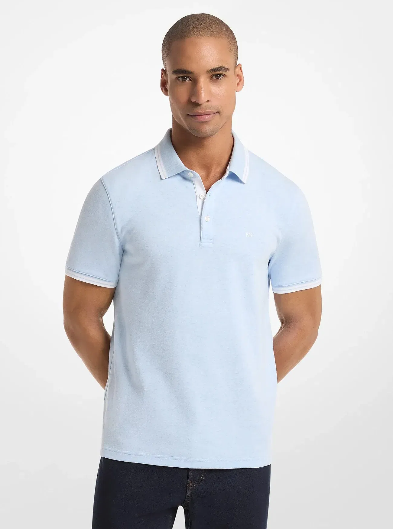 Greenwich Cotton Polo Shirt PASTEL BLUE HEATHER