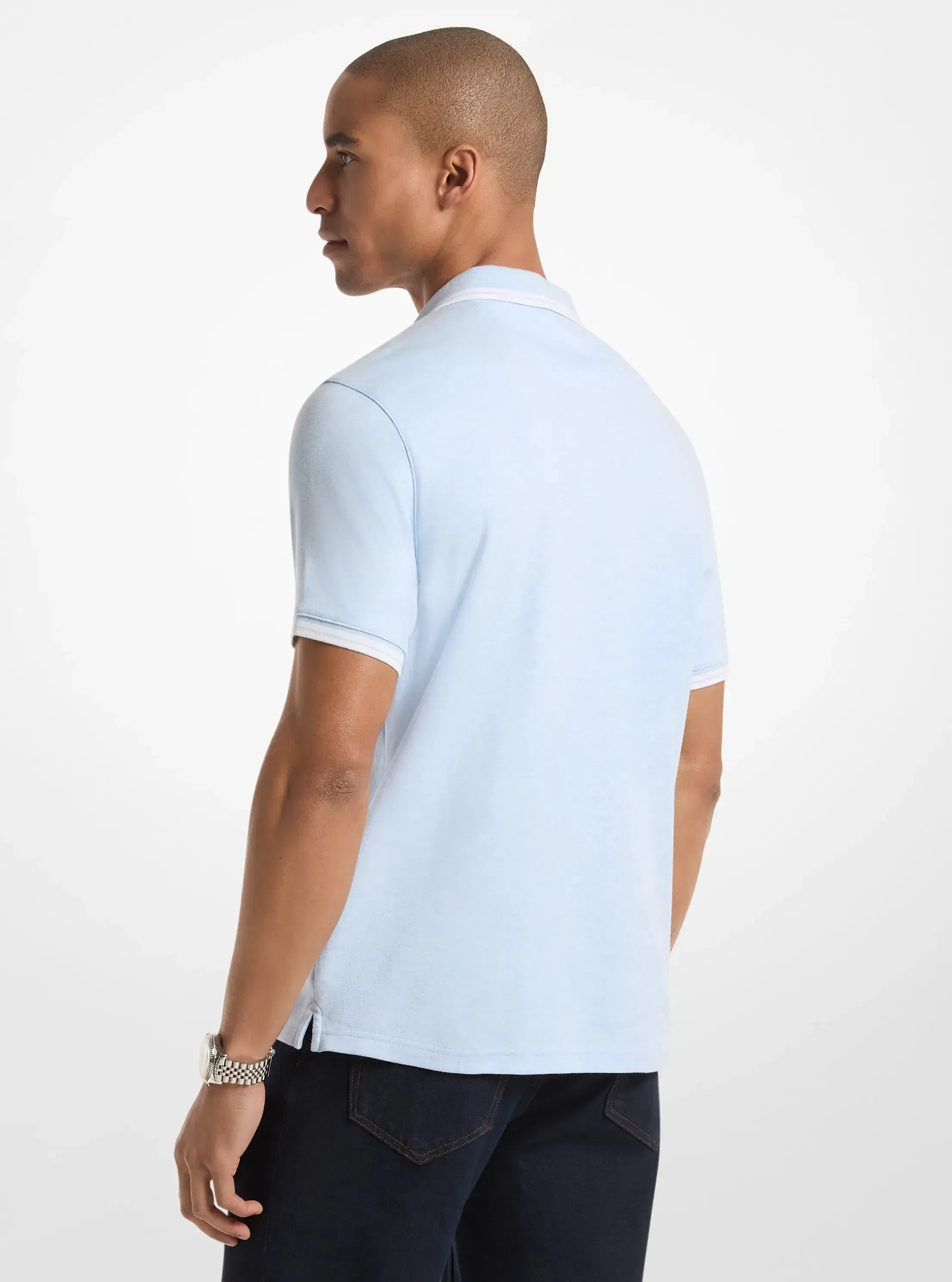 Greenwich Cotton Polo Shirt PASTEL BLUE HEATHER
